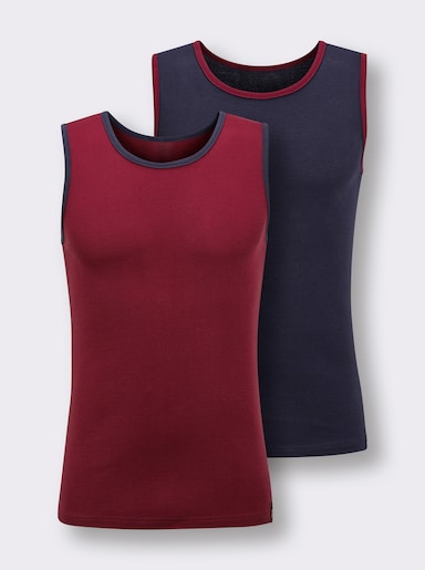 wäschepur men Unterhemd - marine + dunkelrot