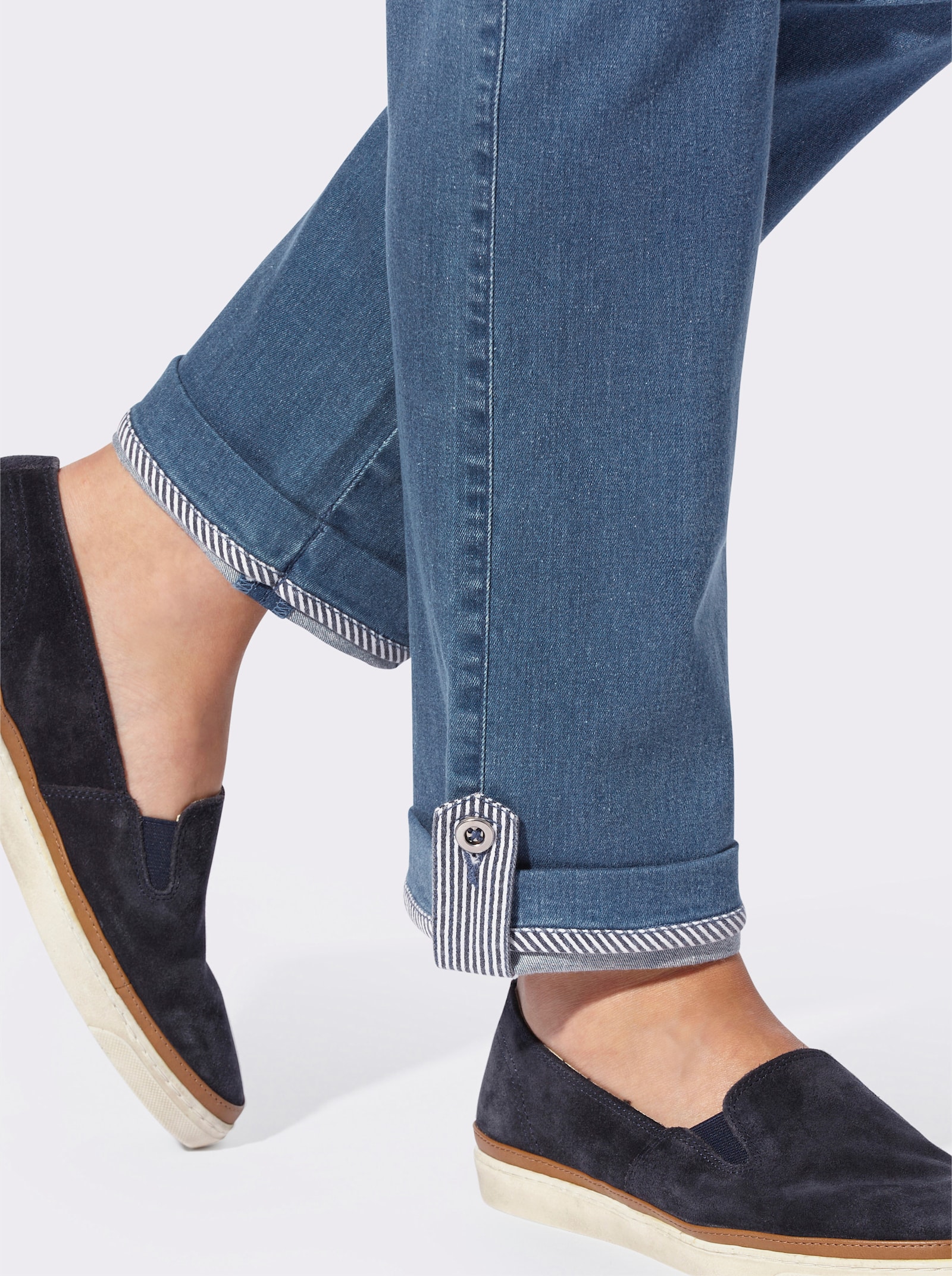 Schlupfjeans in Baumwoll-Stretch-Qualität - blue-bleached