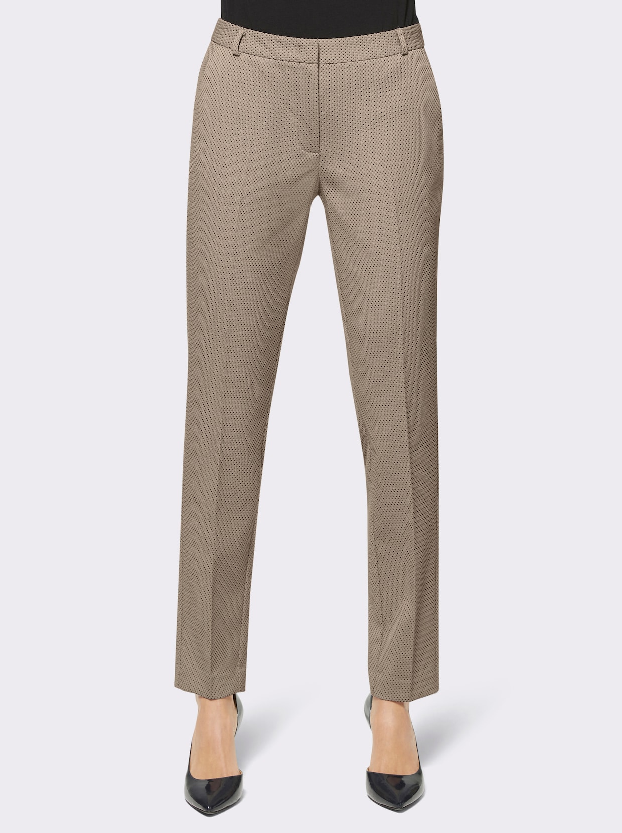 Hose - beige-marine-bedruckt