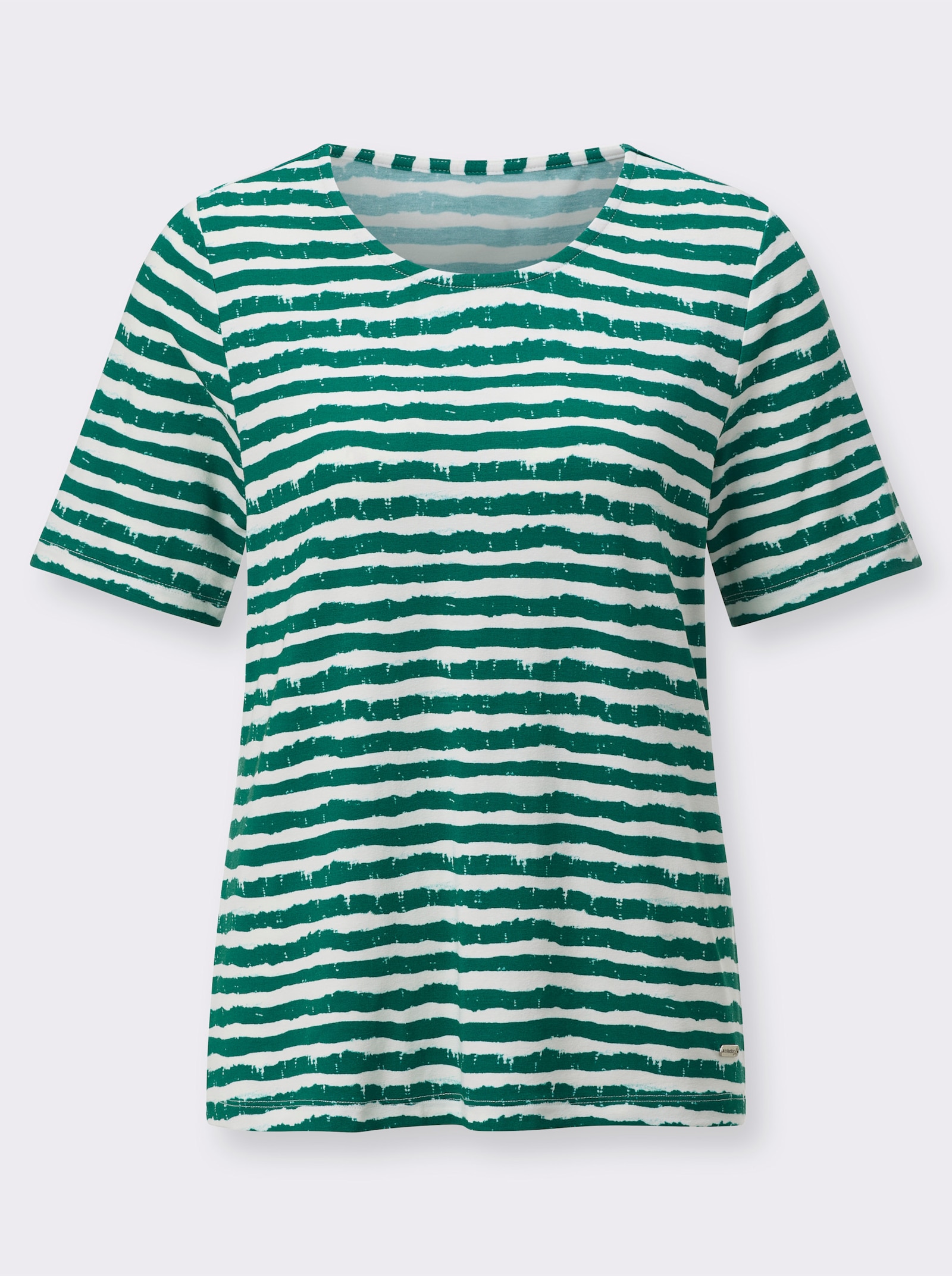 Streepjesshirt met korte mouwen - groen/ecru gestreept