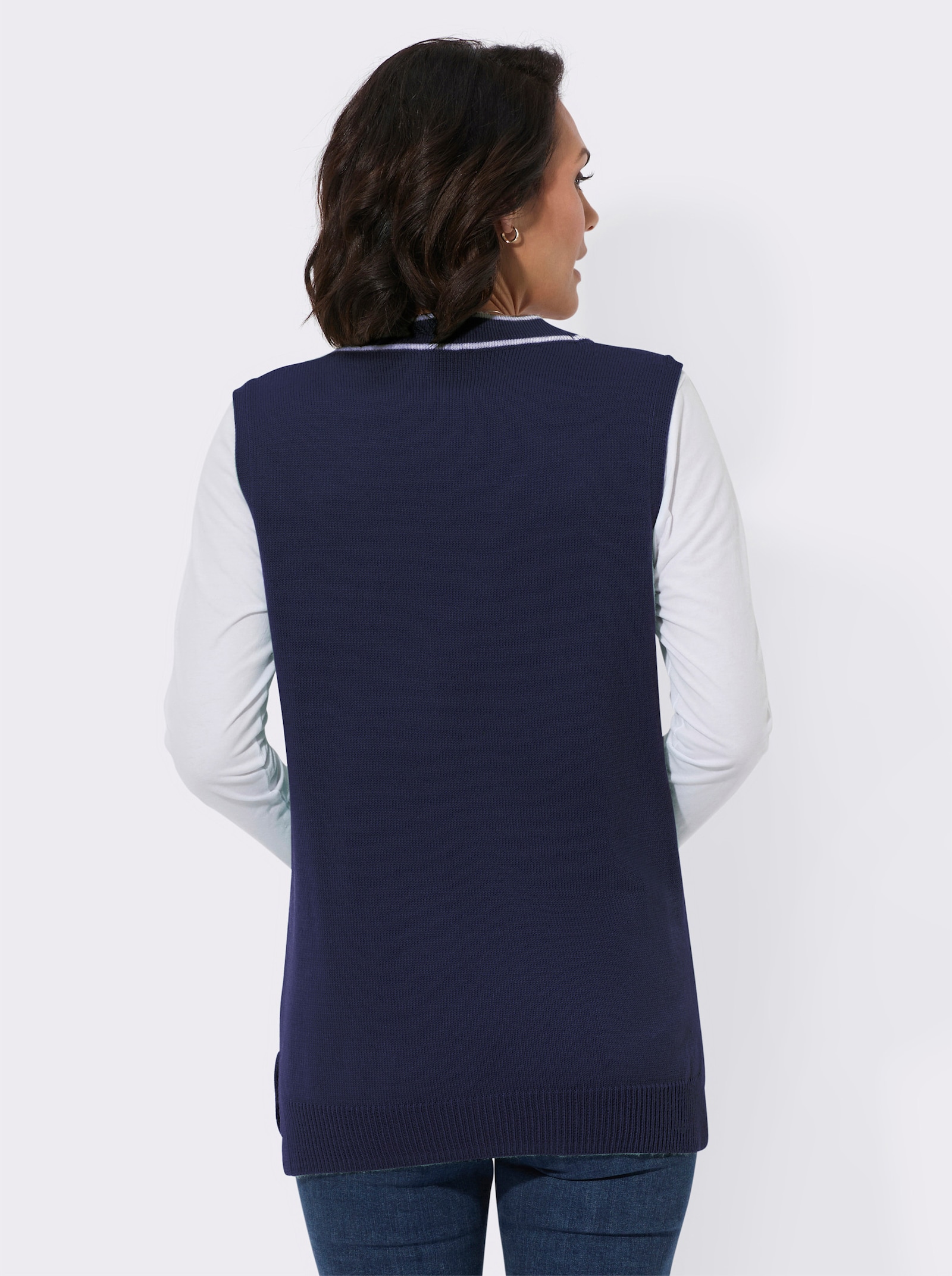 Strickweste mit Kontraststreifen - marine