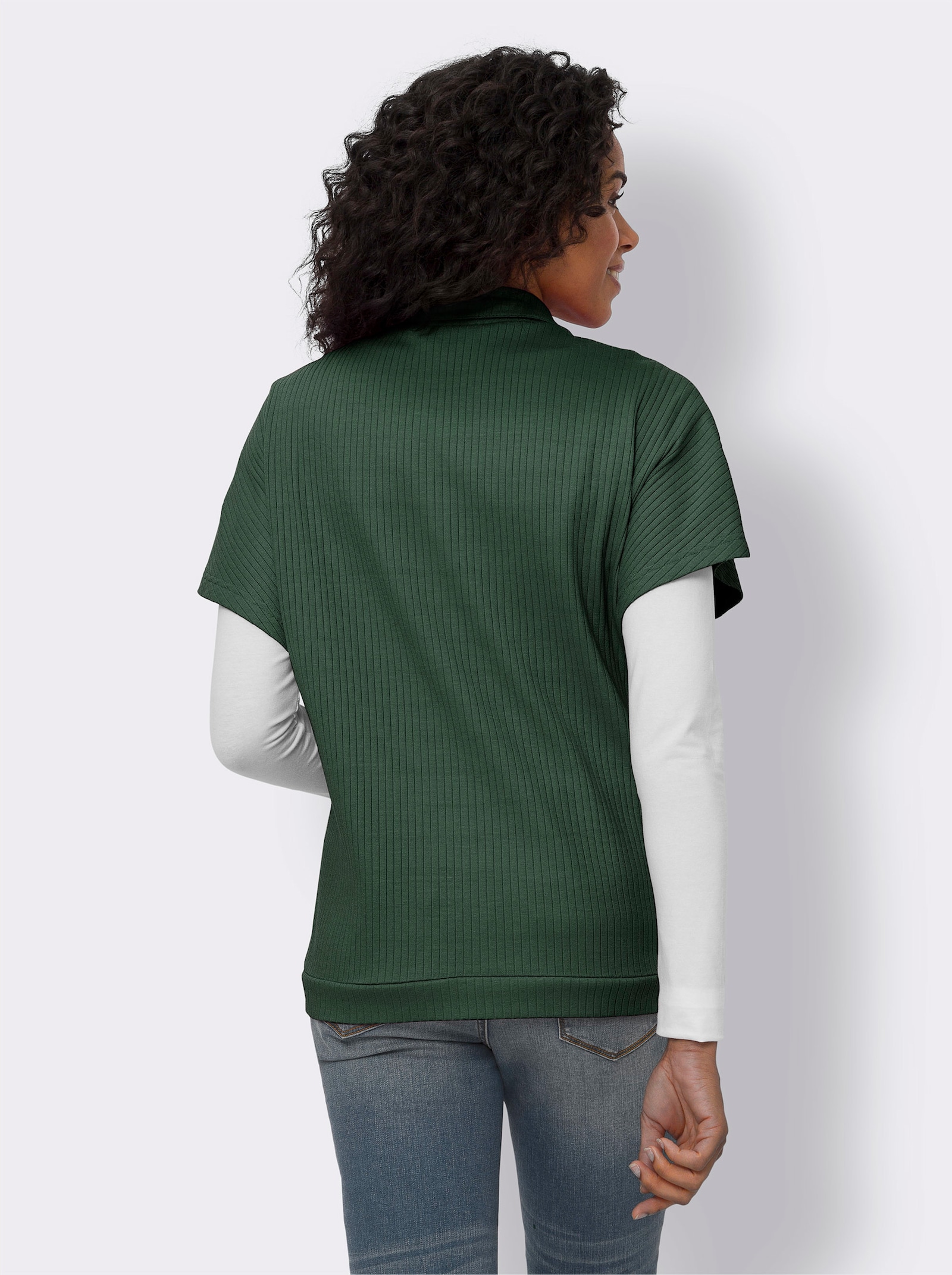 Shirtjacke in Ripp-Qualität mit Baumwolle - moos