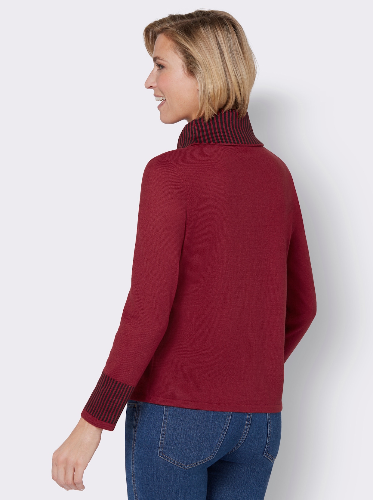 Rollkragenpullover - kirsche-schwarz-gemustert