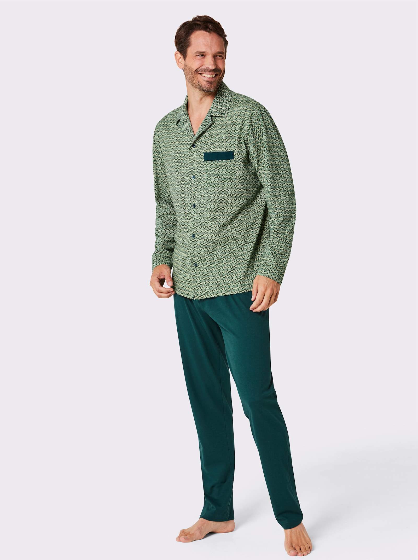 KINGsCLUB Pyjama - grün-bedruckt