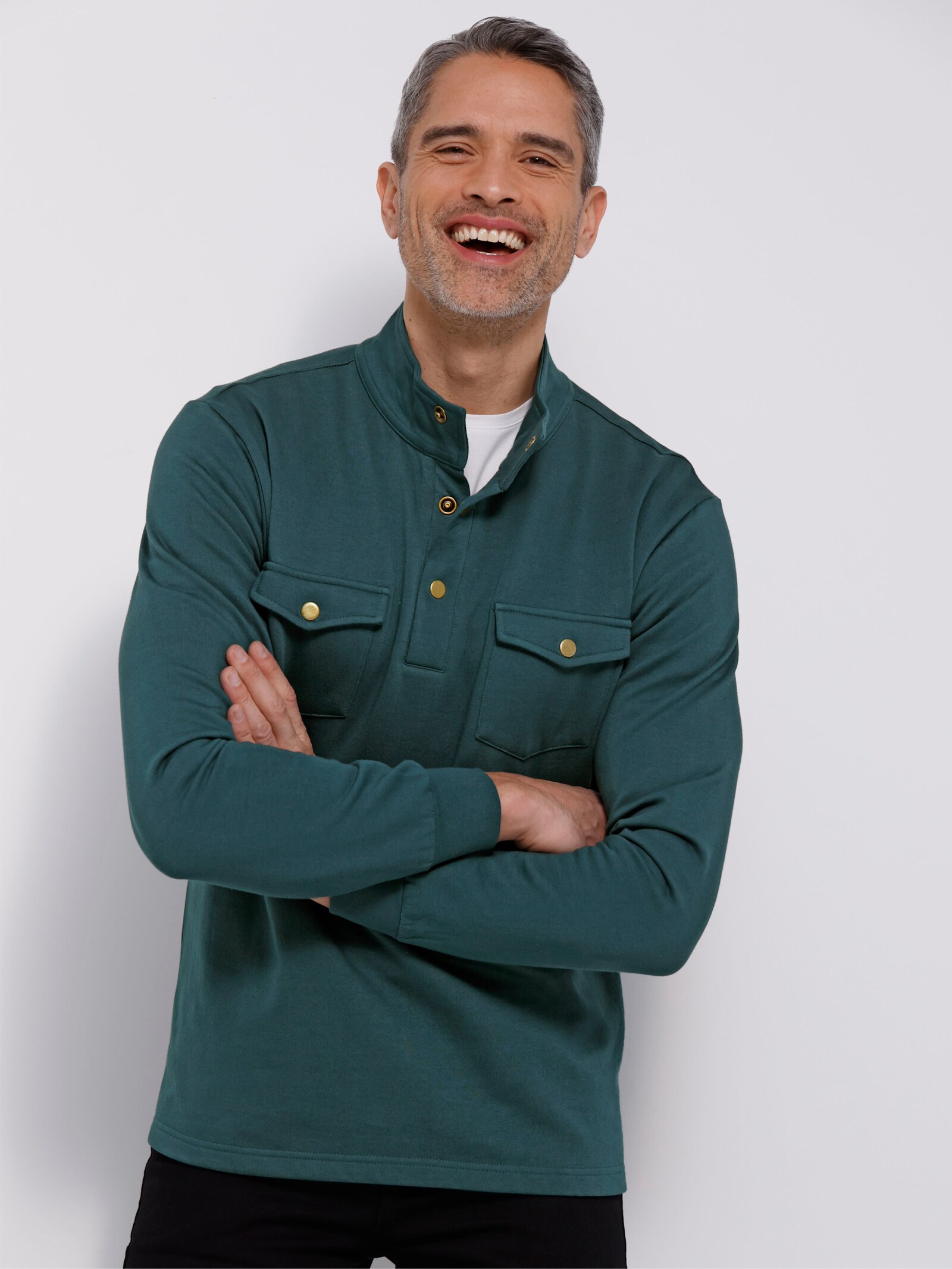 Sweatshirt mit Stehkragen - petrol