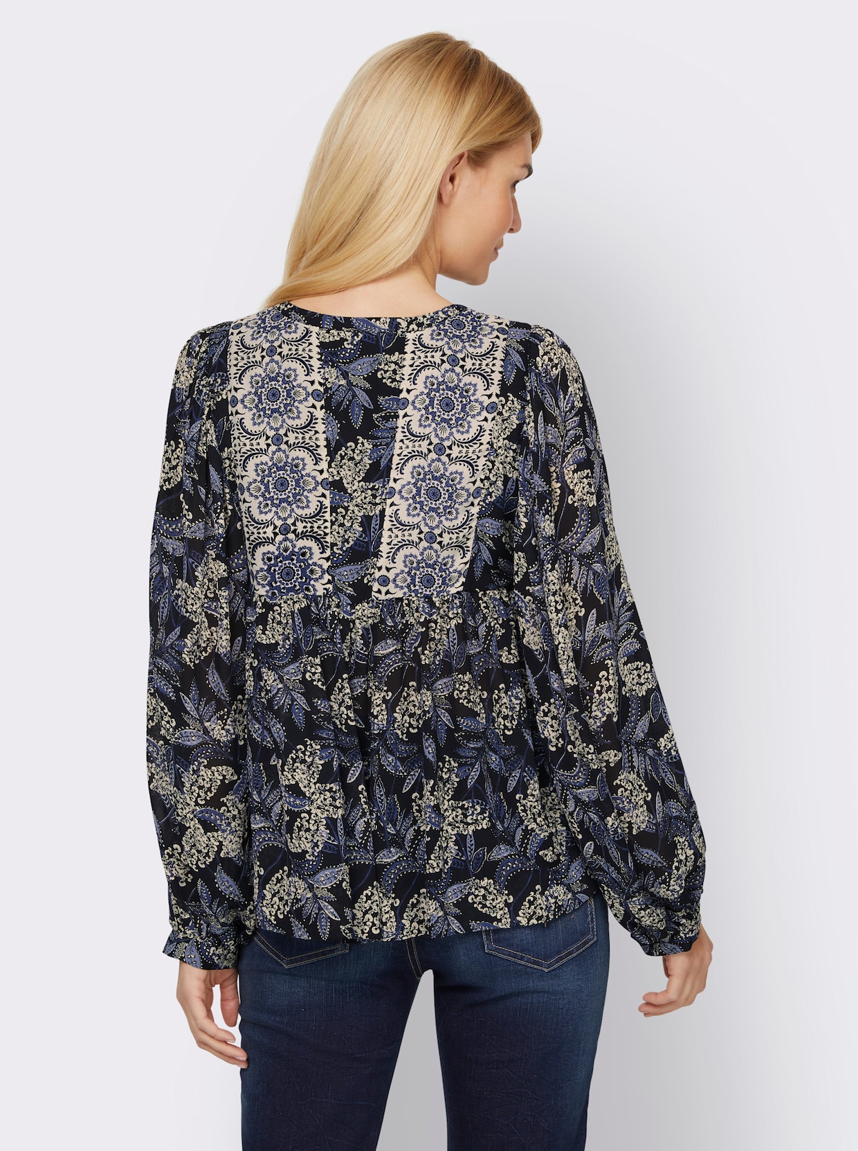 heine Blouse met print - zwart/rookblauw bedrukt