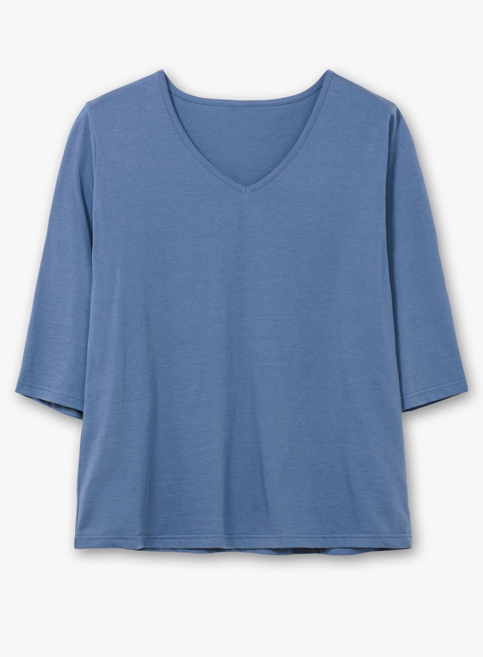 3/4-Arm-Shirt mit V-Ausschnitt - jeansblau