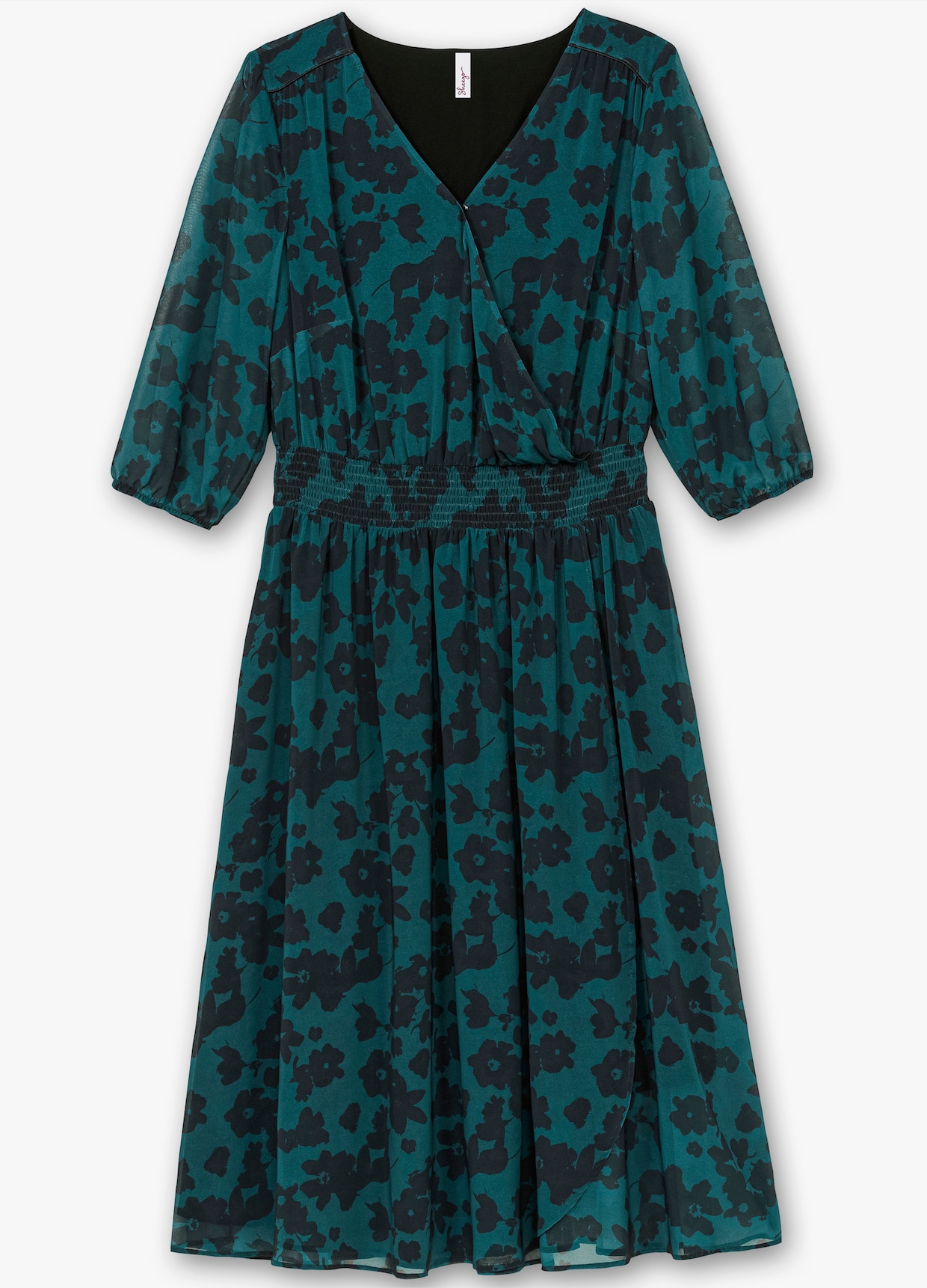 sheego Chiffonkleid - tiefgrün-gemustert
