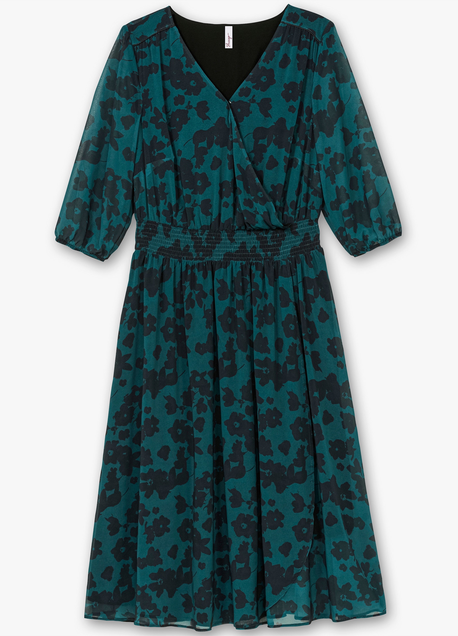 sheego Chiffonkleid in Midi-Länge, bedruckt - tiefgrün-gemustert