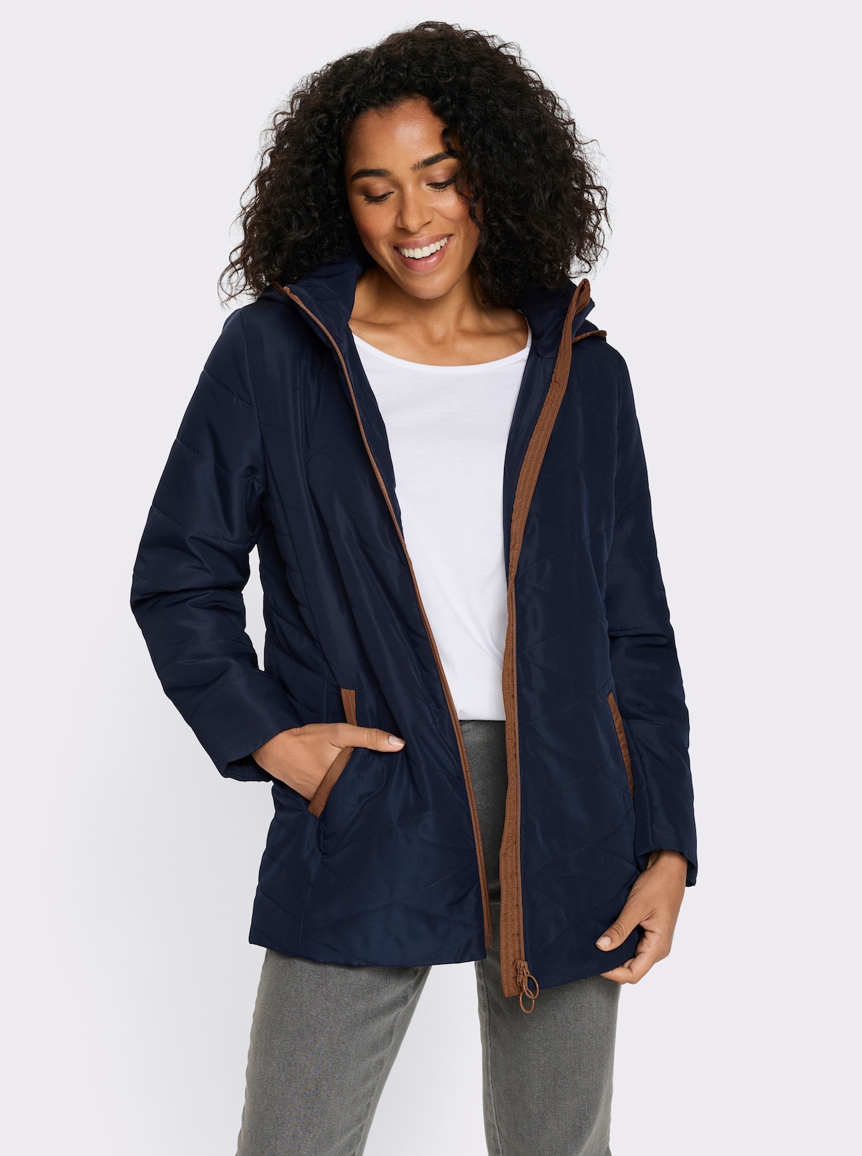 Steppjacke mit Rautensteppung - marine