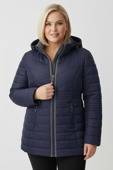 Steppjacke mit Flanell-Details - marine