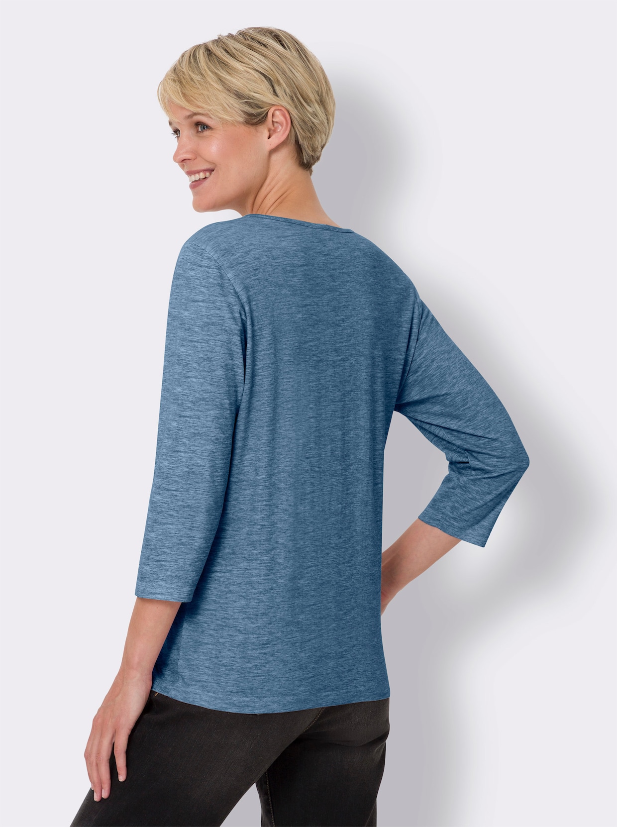 3/4-Arm-Shirt - dunkelblau-meliert