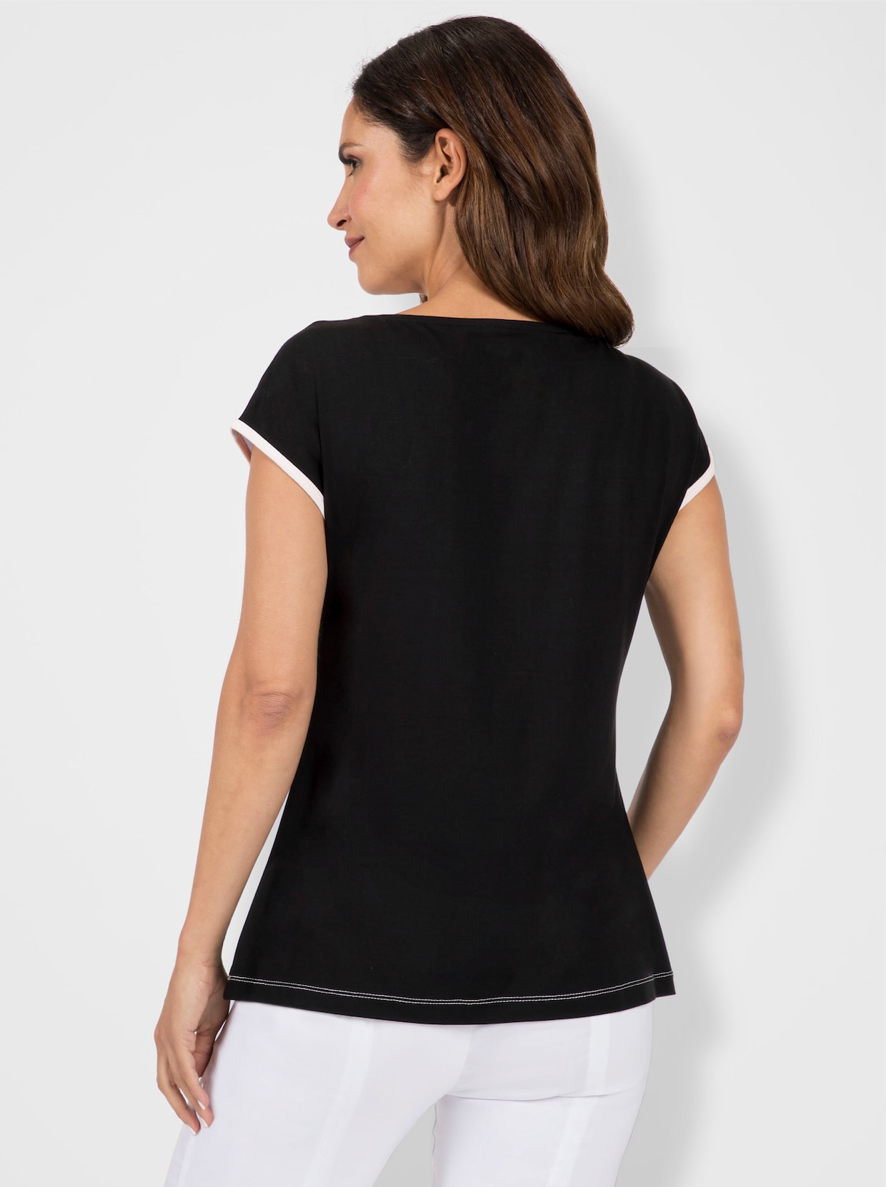 Shirt met patch - zwart/wit gedessineerd