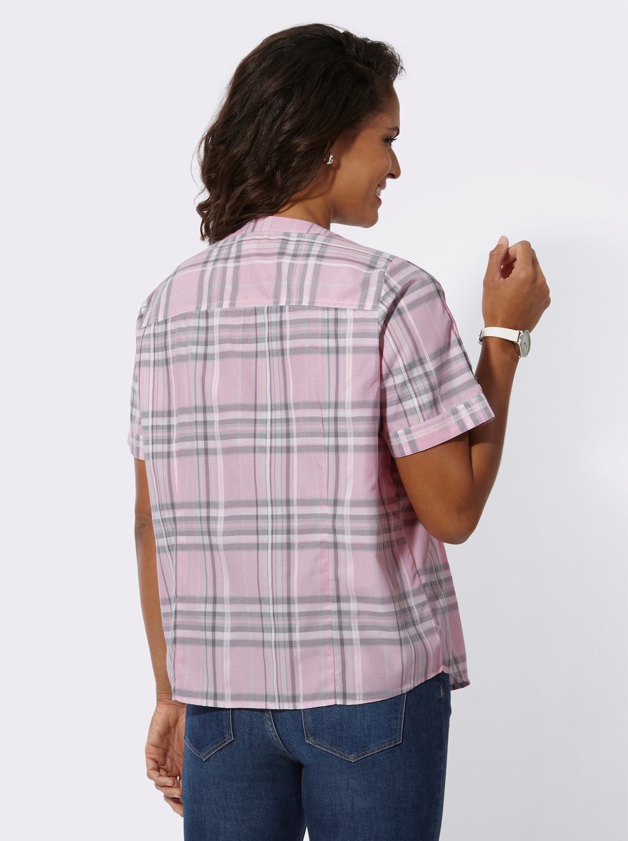 Geruite blouse - roze/steengrijs geruit