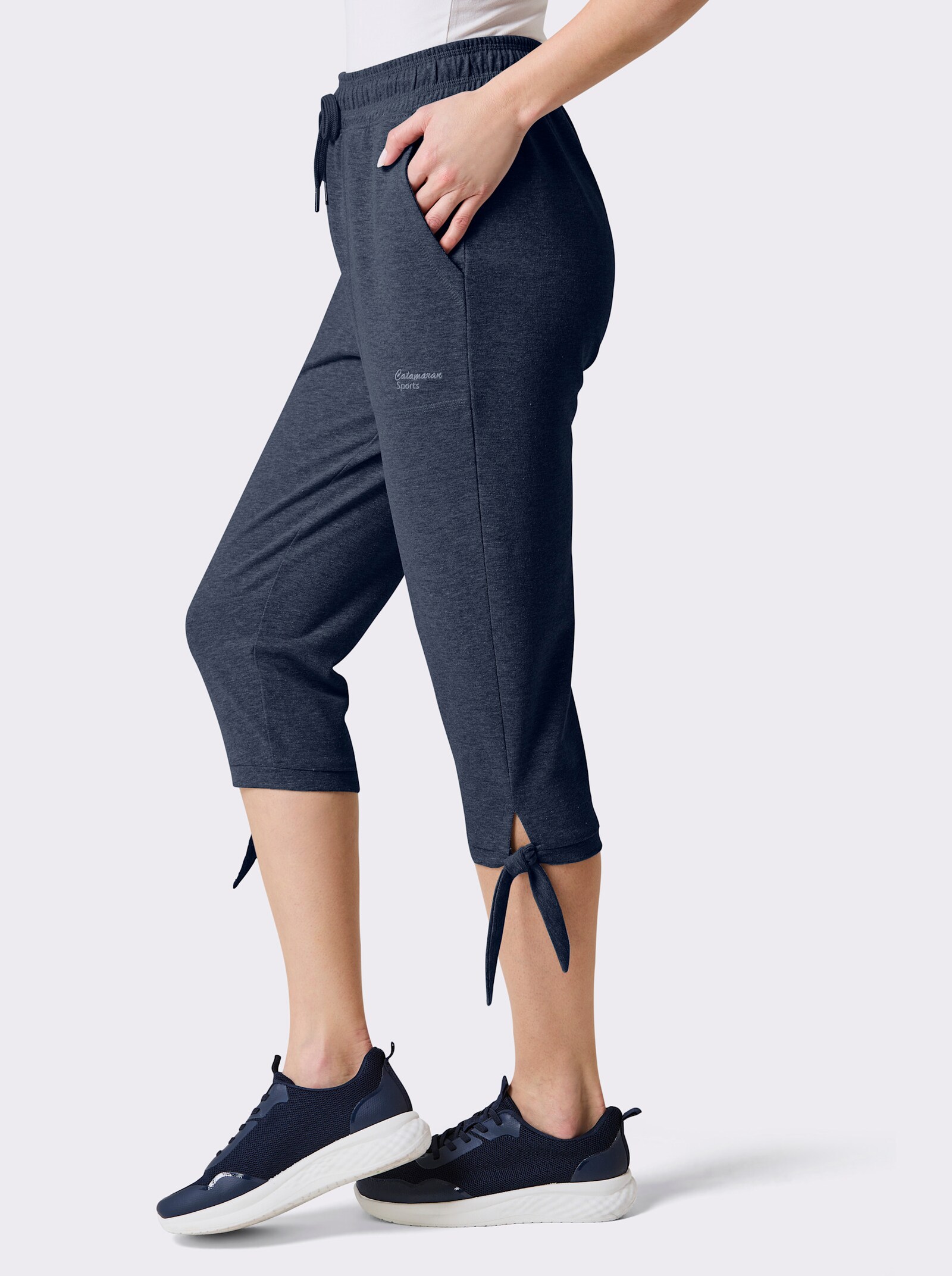 Catamaran Sports Vrijetijdsbroek met lus op de pijpzoom - donkerblauw gemêleerd