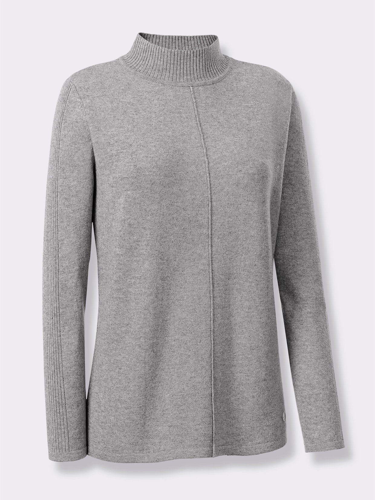 CREATION L PREMIUM Stehkragenpullover - steingrau-meliert