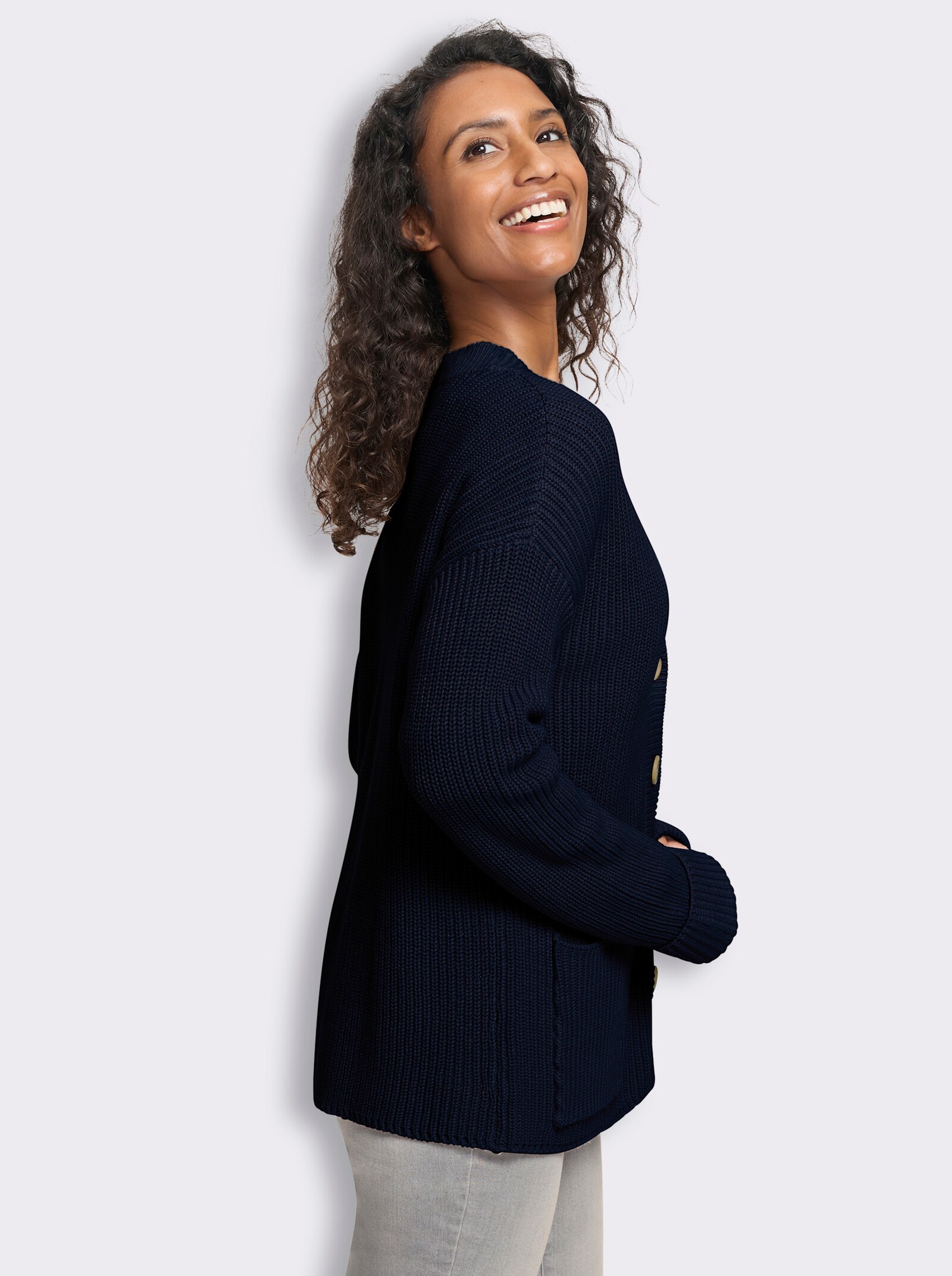 heine Strickjacke mit Taschen - marine