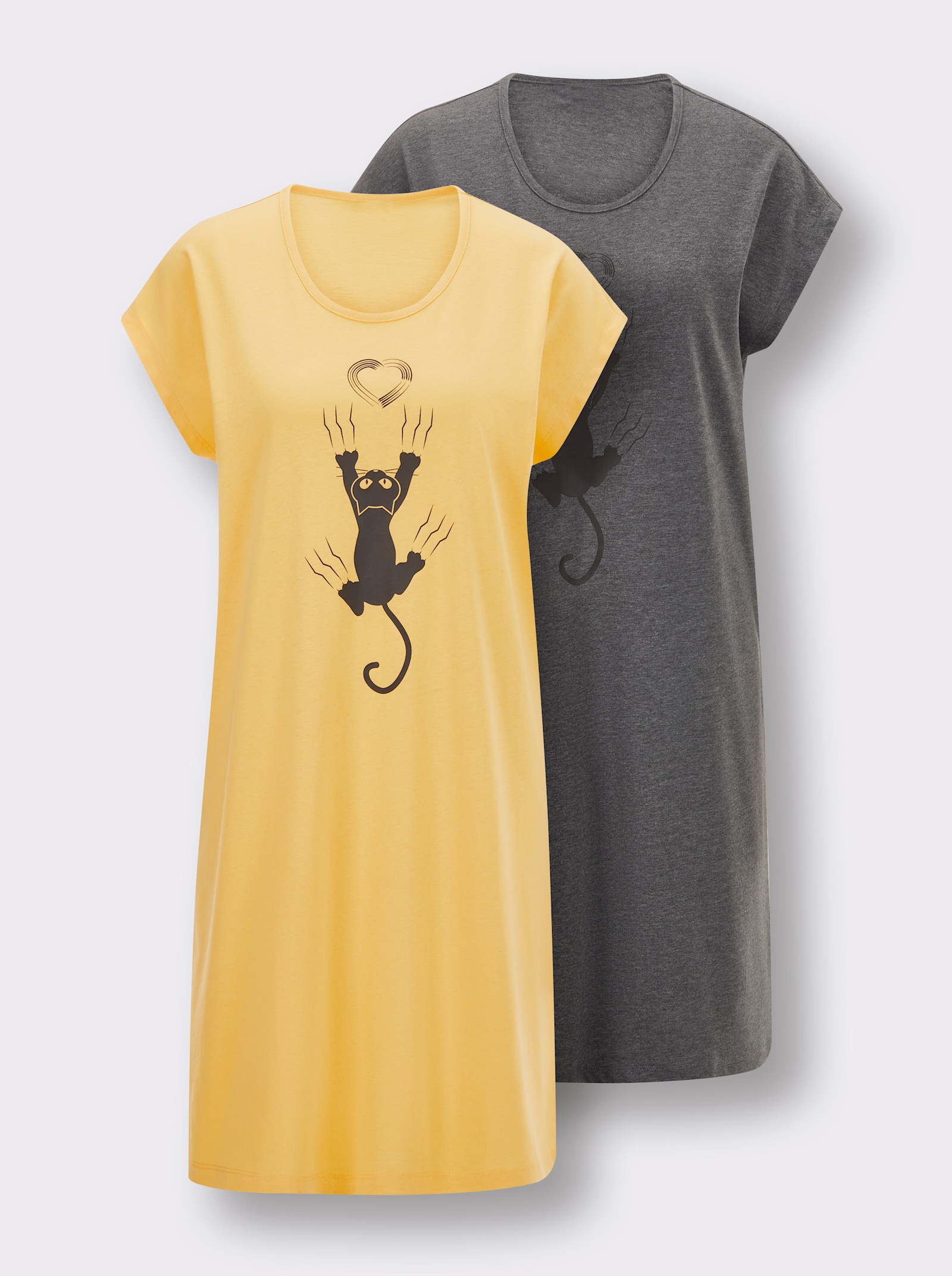 wäschepur Sleepshirts in Oversize-Form - gelb-graphit + anthrazit-graphit