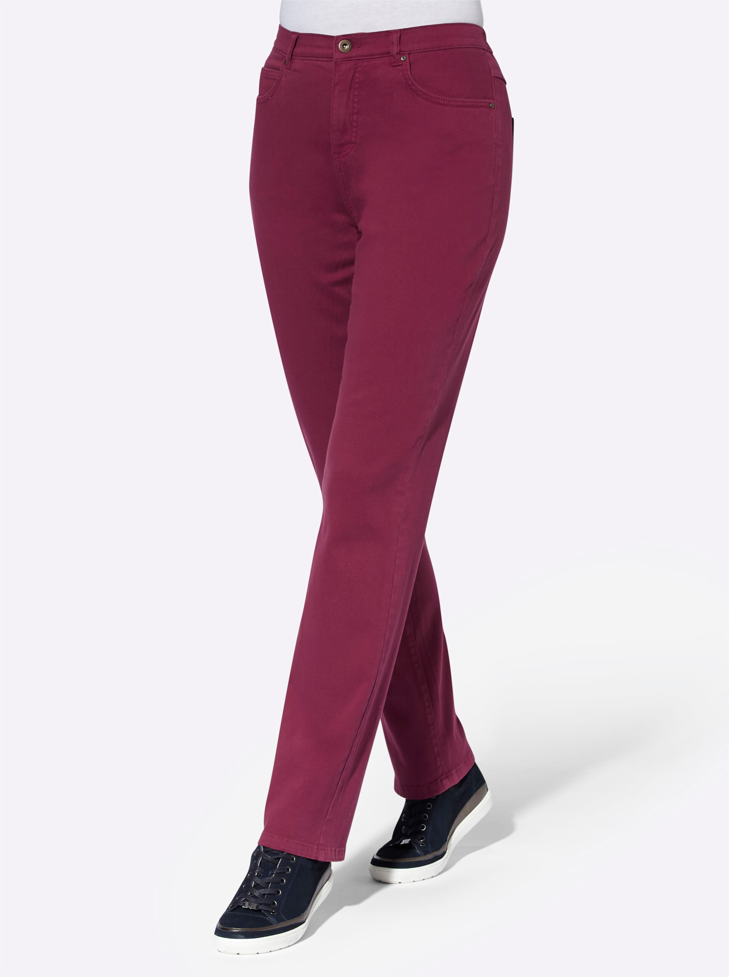 Witt Damen 5-Pocket-Hose mit seitlichem Dehnbund, bordeaux