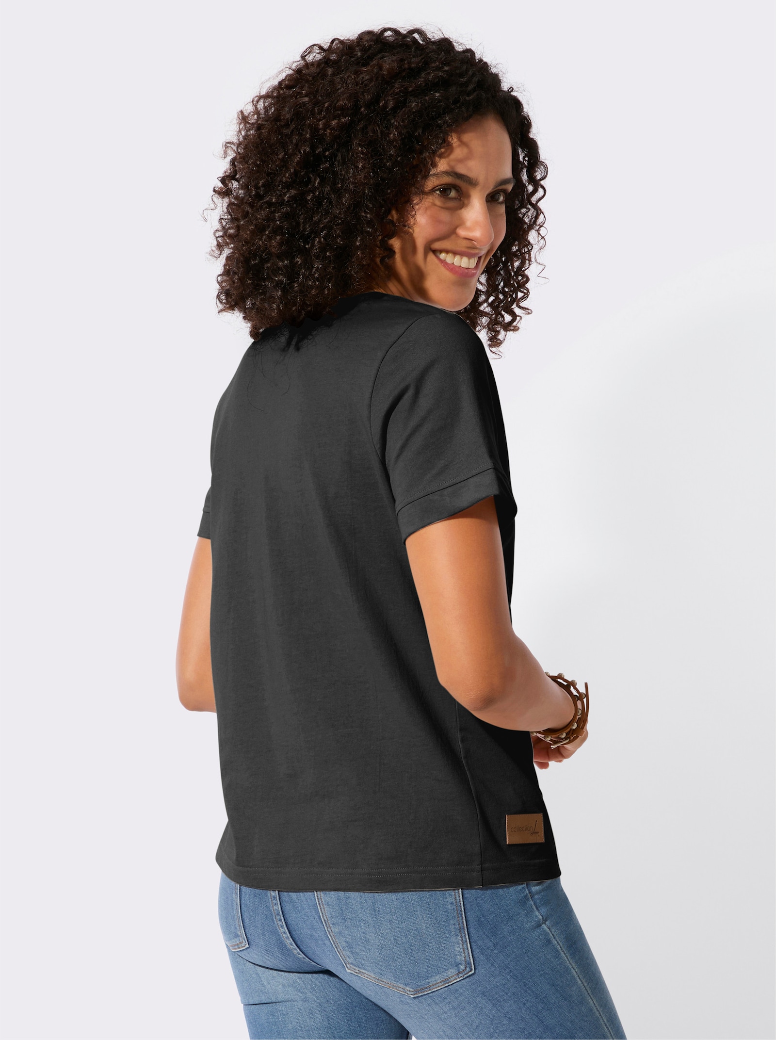 Kurzarmshirt aus reiner Baumwolle - schwarz