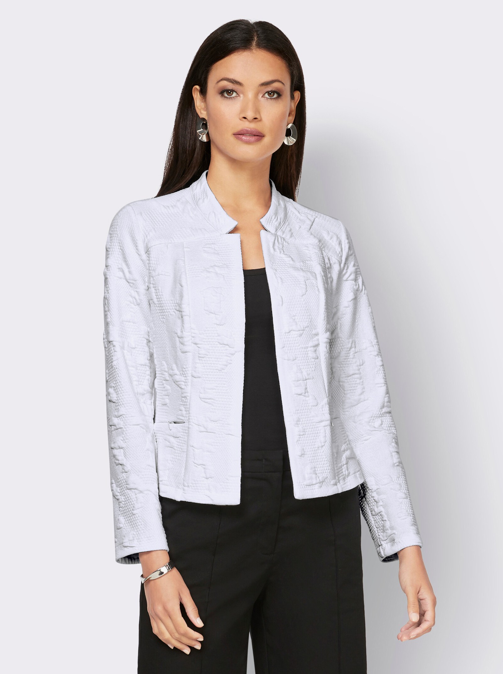 Blazer en structure jacquard - blanc