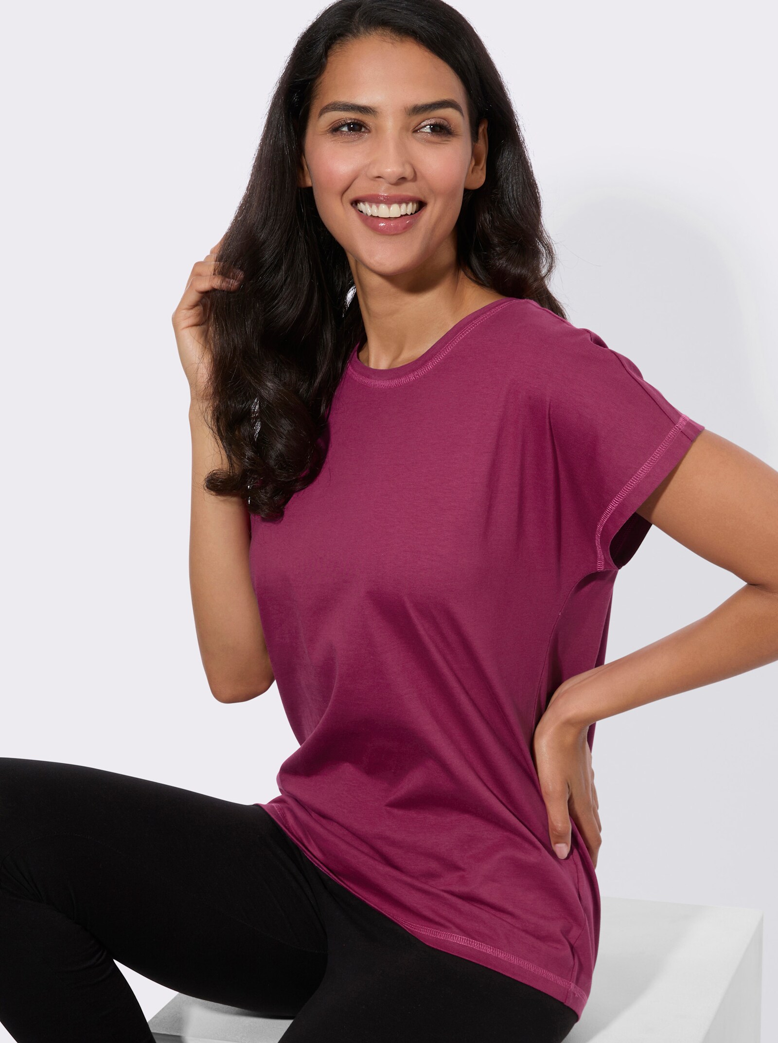Longshirt aus reiner Baumwolle - malve