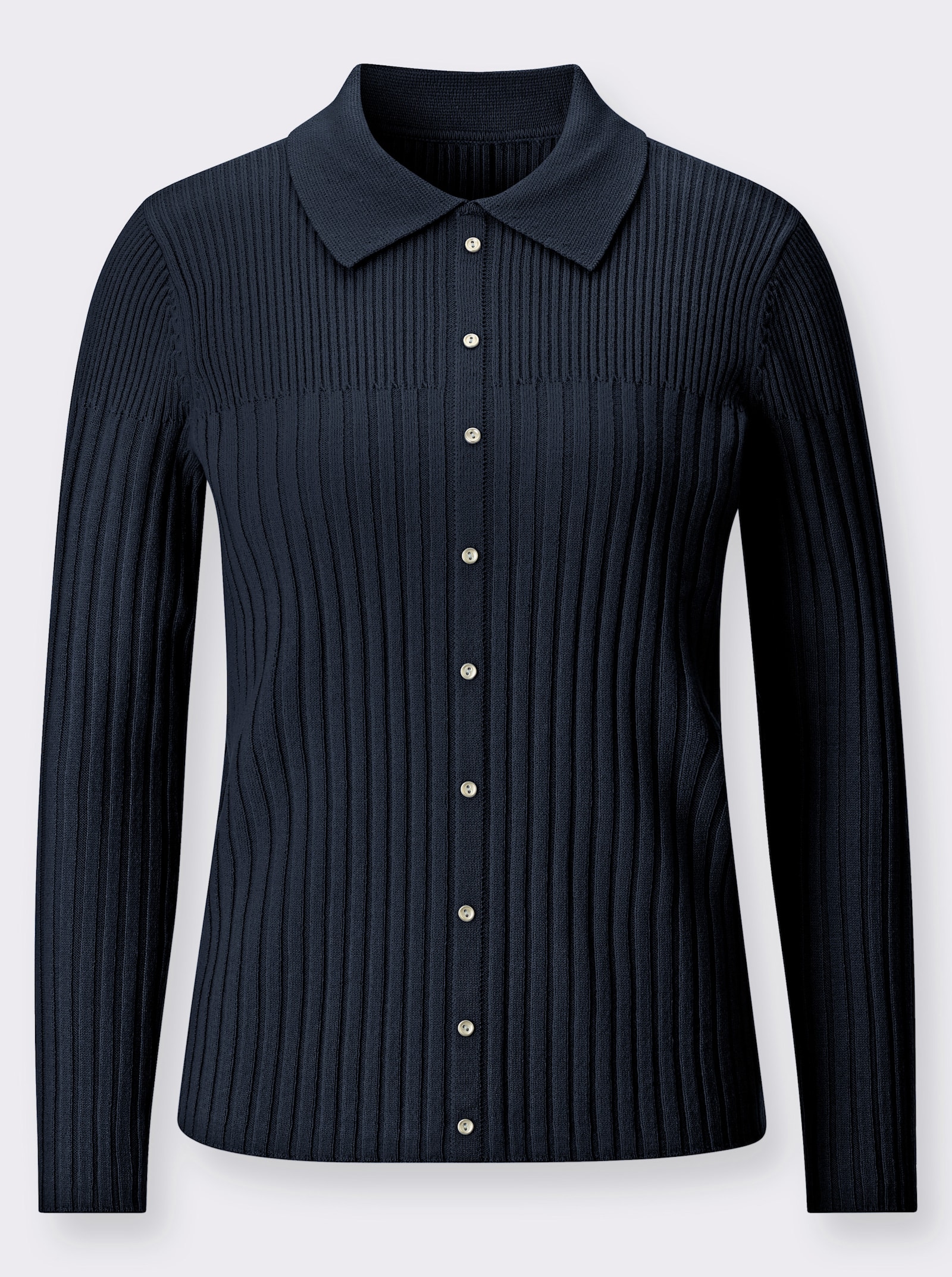 Polopullover mit geripptem Kragen - marine