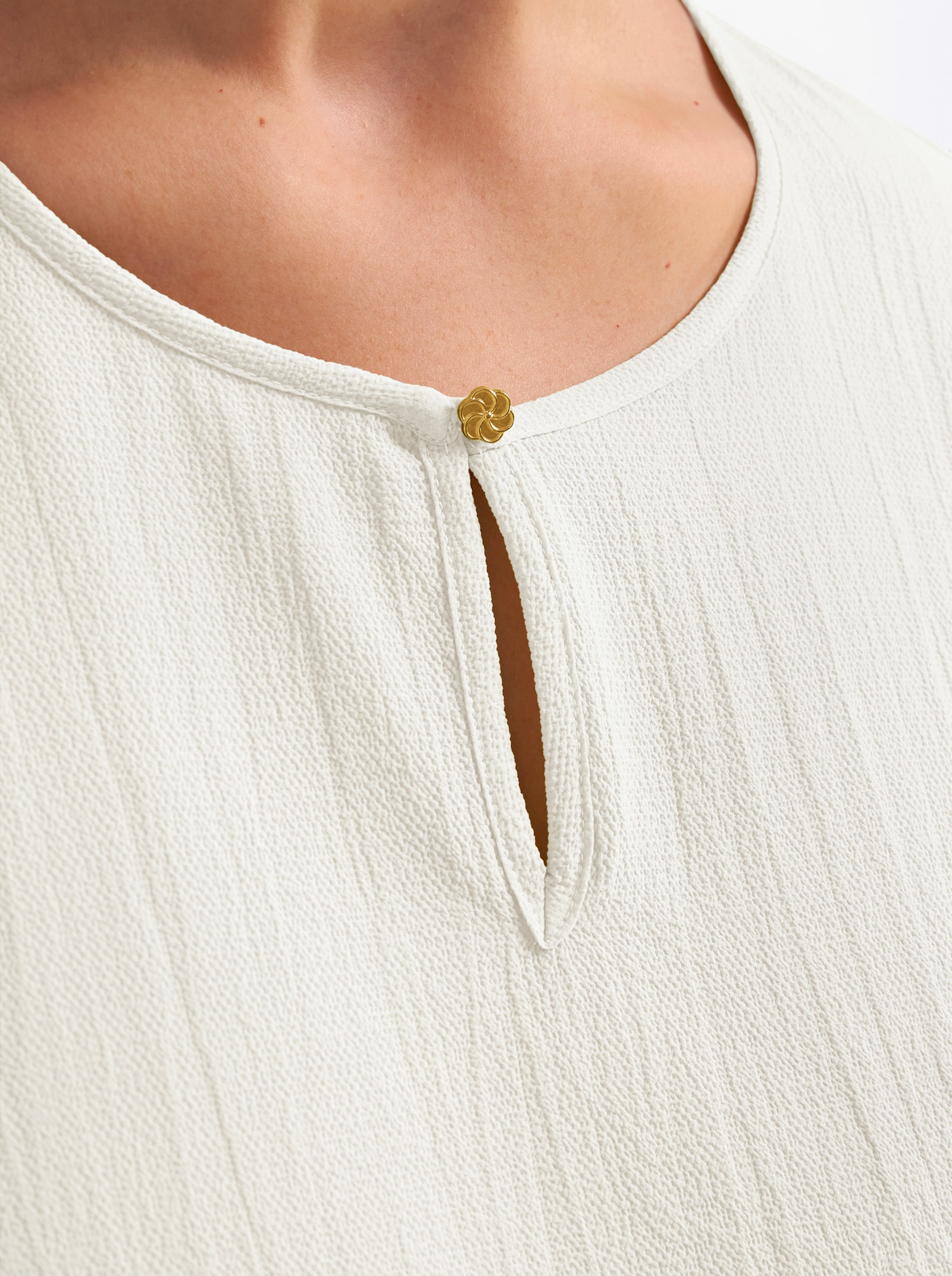 sheego Tunika mit Knopfverschluss - ecru