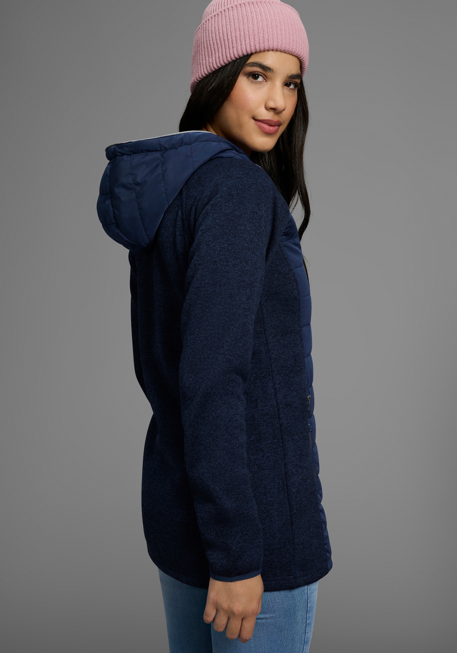 Polarino Strickfleecejacke - navy mélange