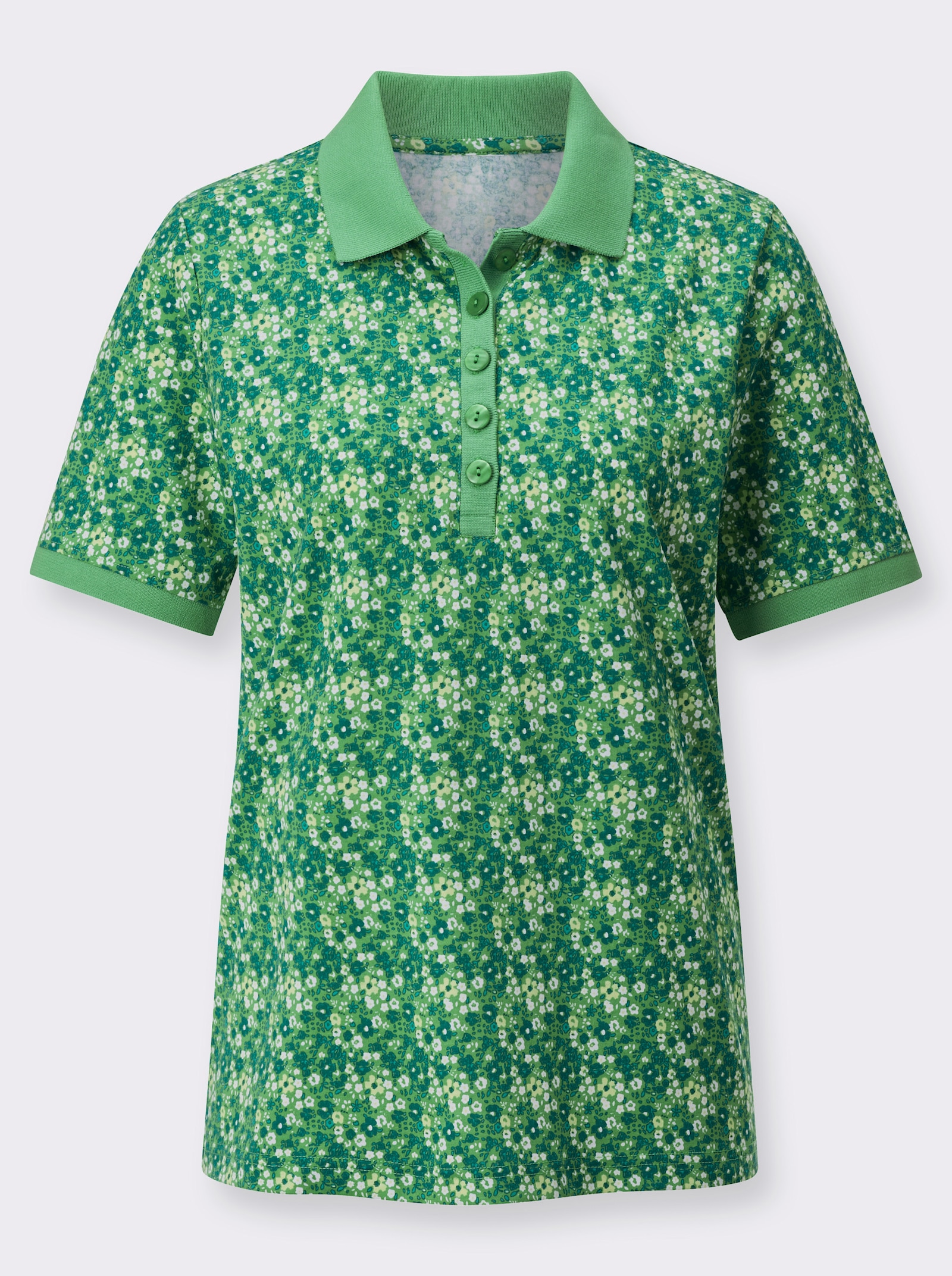 Poloshirt mit Knopfleiste - apfel-zitrone-bedruckt