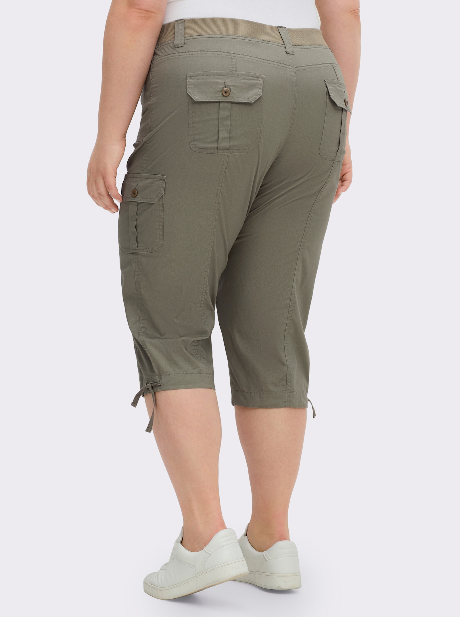 Caprihose mit weitenverstellbarem Saum - hellkhaki