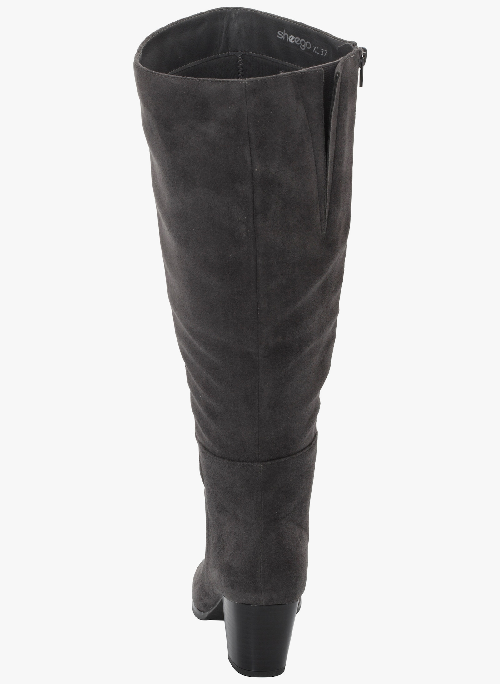 sheego Weitschaftstiefel aus Velours-Lederimitat - grau