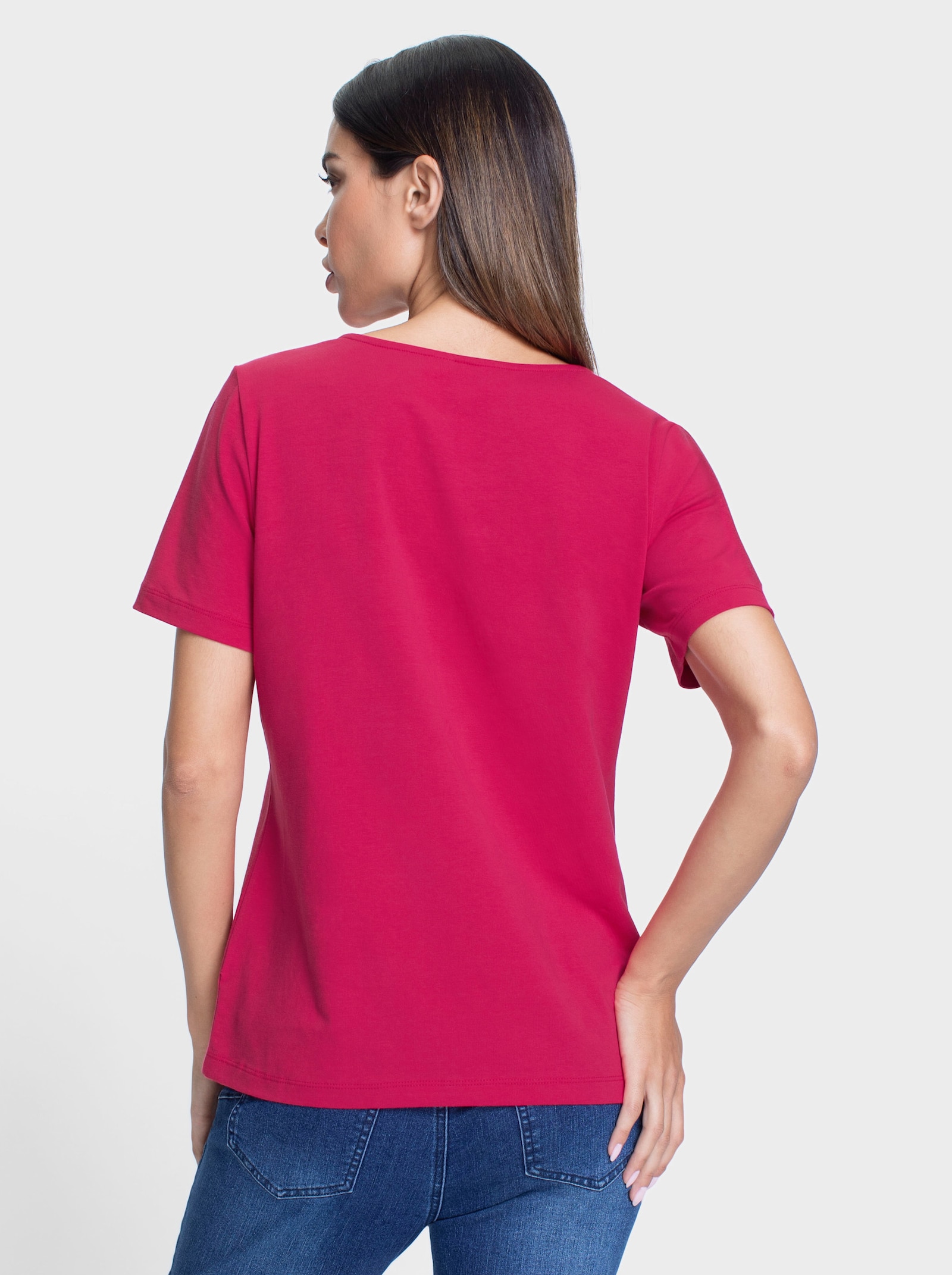 heine Shirt met ronde hals en sierband - pink