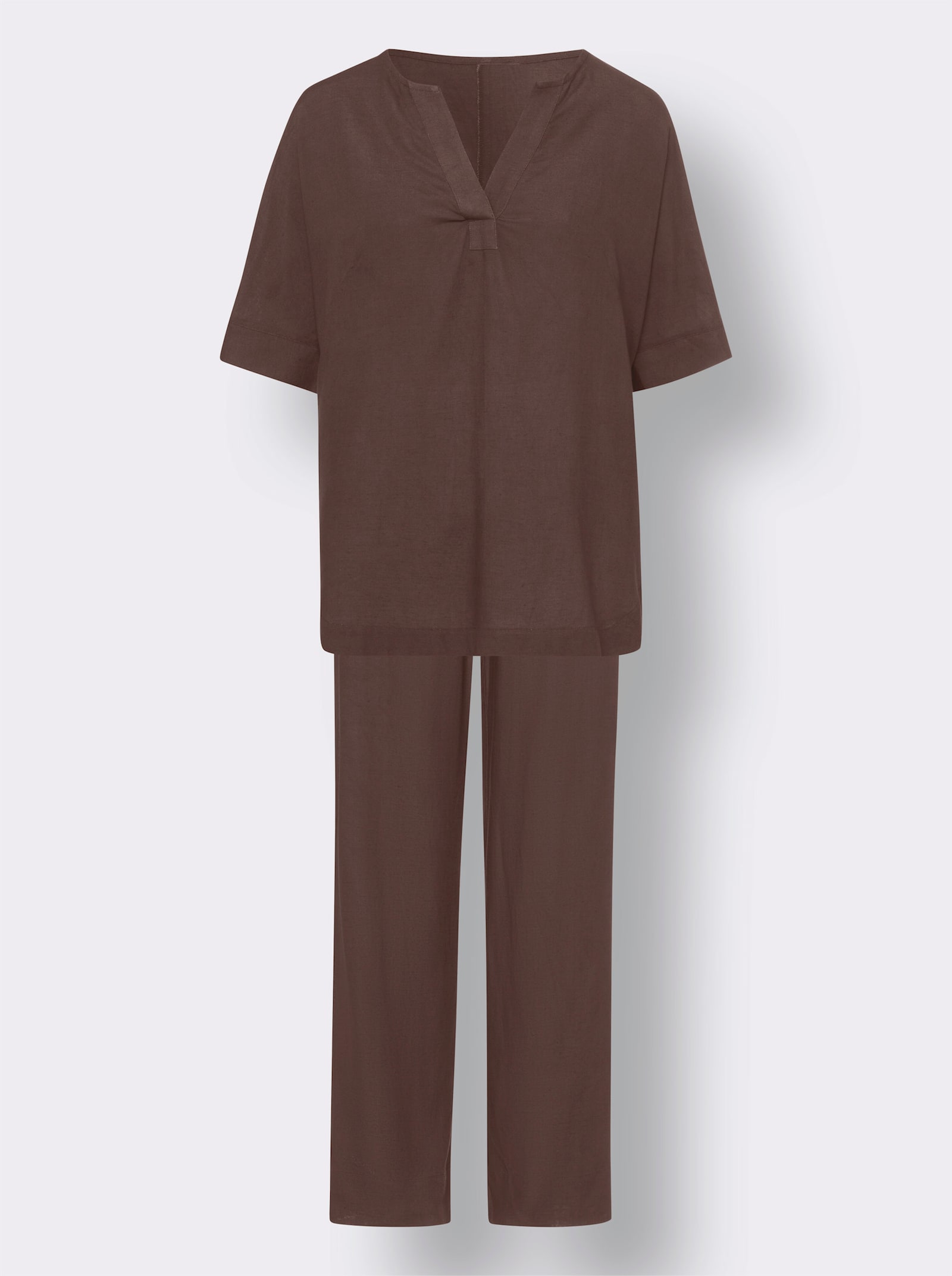 heine Hosenanzug mit Leinen - schoko