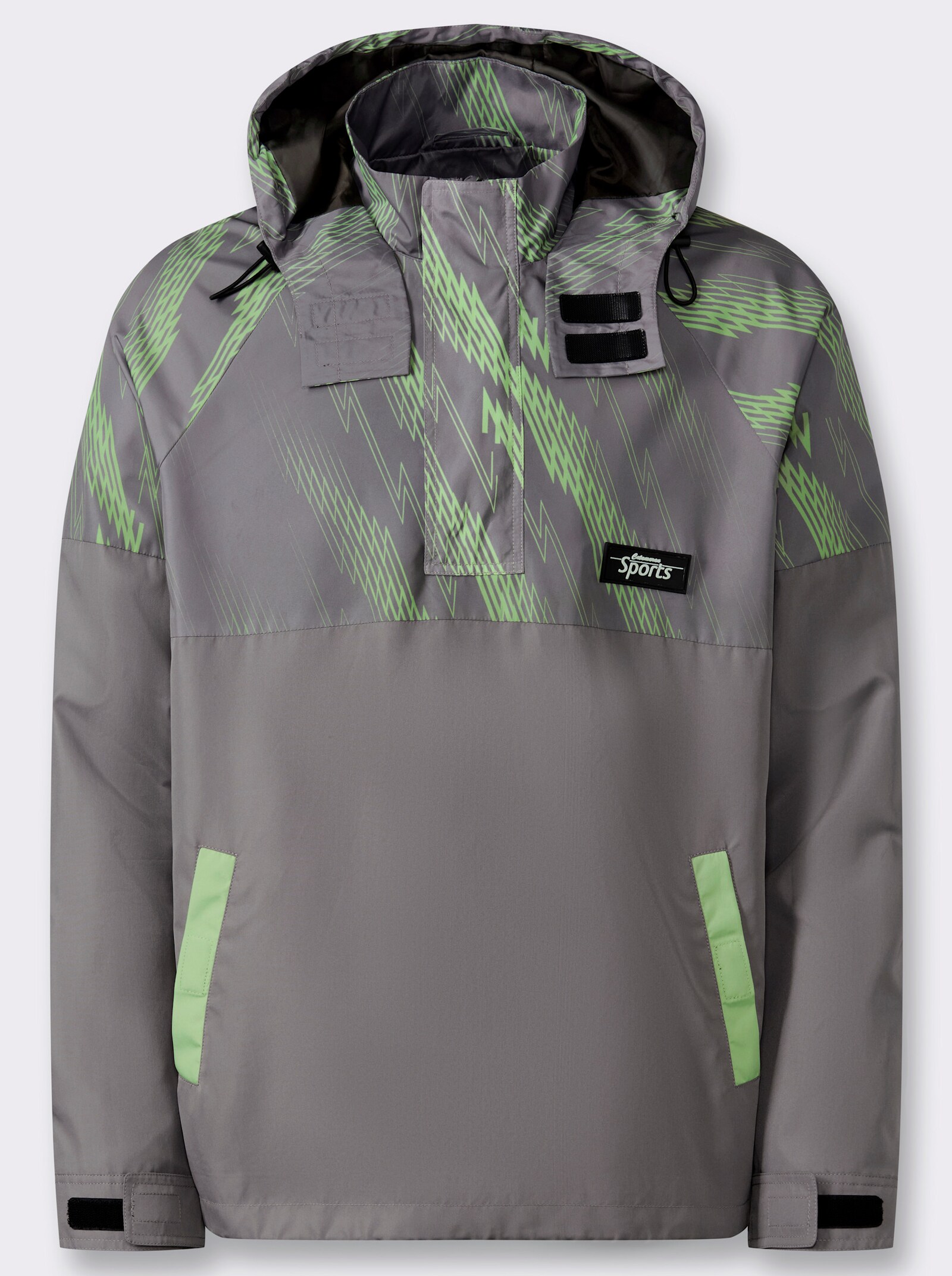 Catamaran Sports Funktionsjacke mit Kapuze - grau-reseda-bedruckt