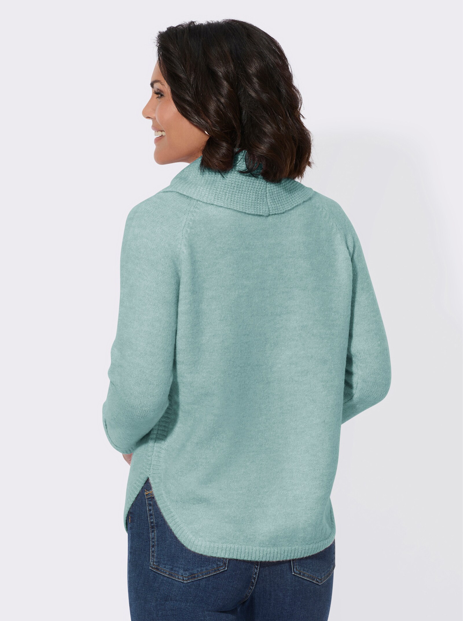 Rollkragenpullover aus Melangegarn - mint-meliert