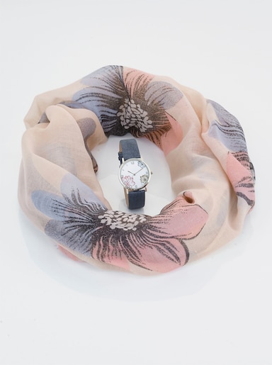 Loop Schal mit Armbanduhr - bleu
