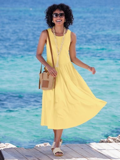 heine A-Linien-Kleid mit Jersey-Oberteil - zitrone