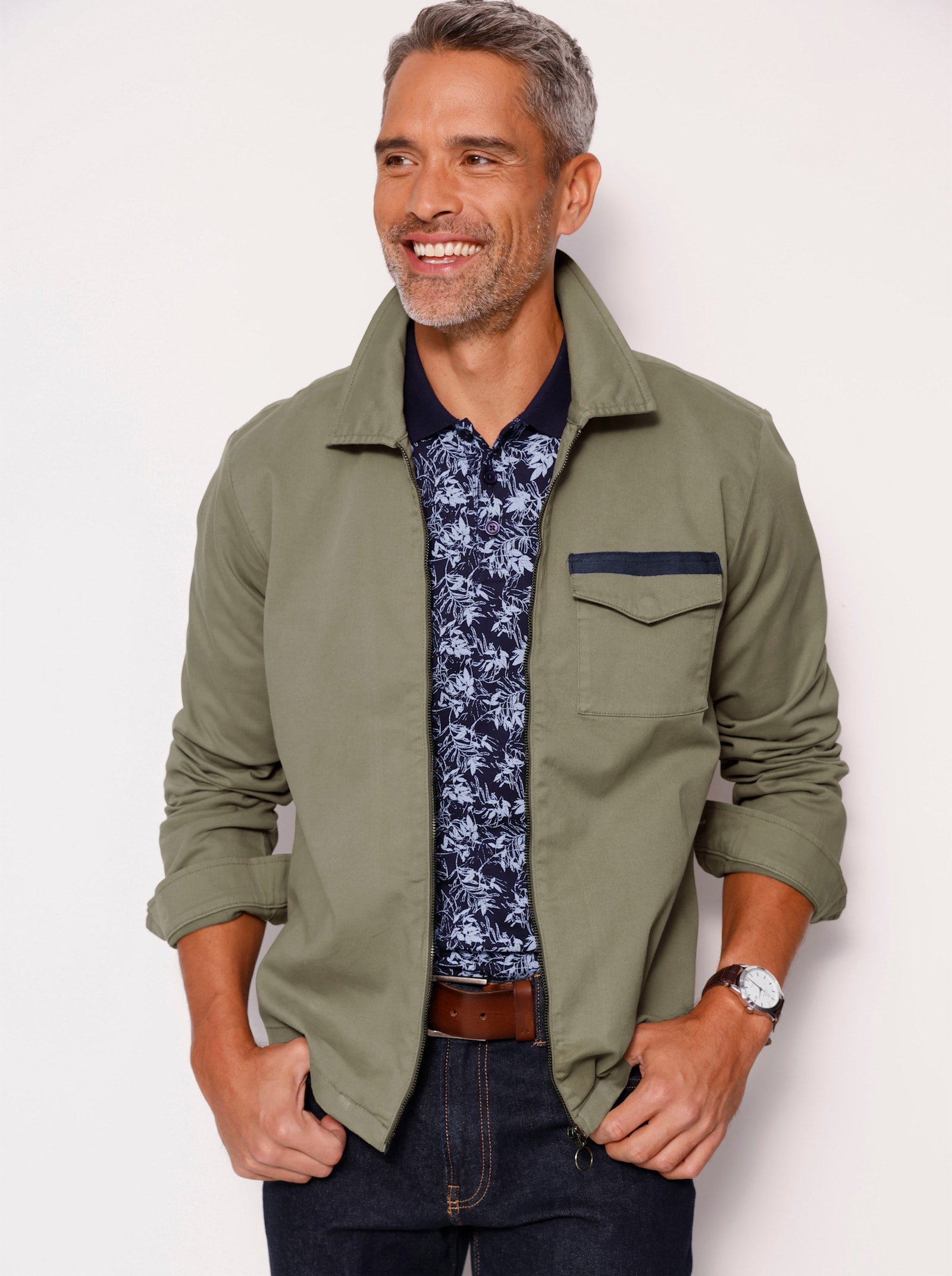 Jacke in Twill-Qualität - khaki