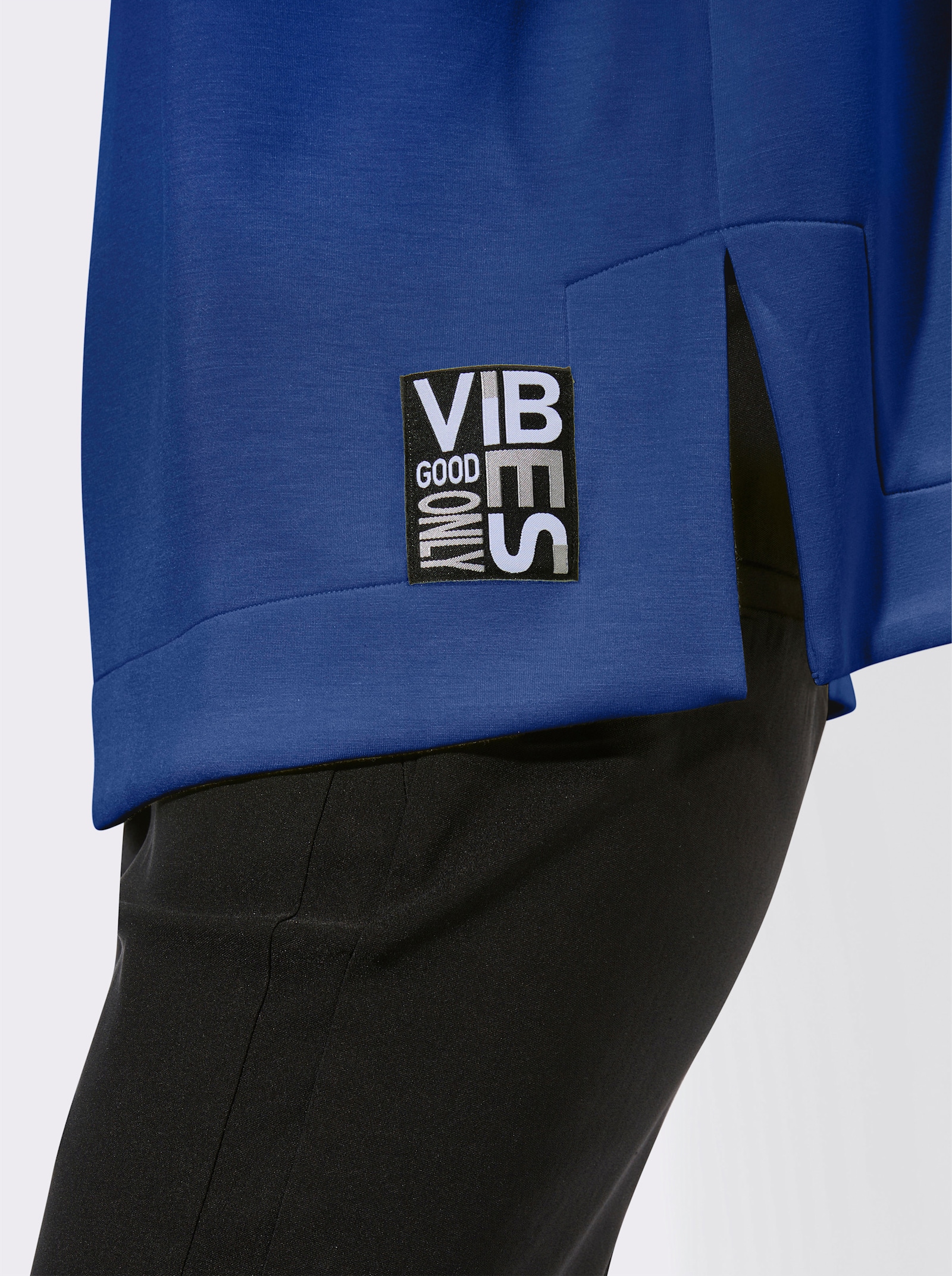 Sweatshirt mit Seitenschlitzen - royalblau