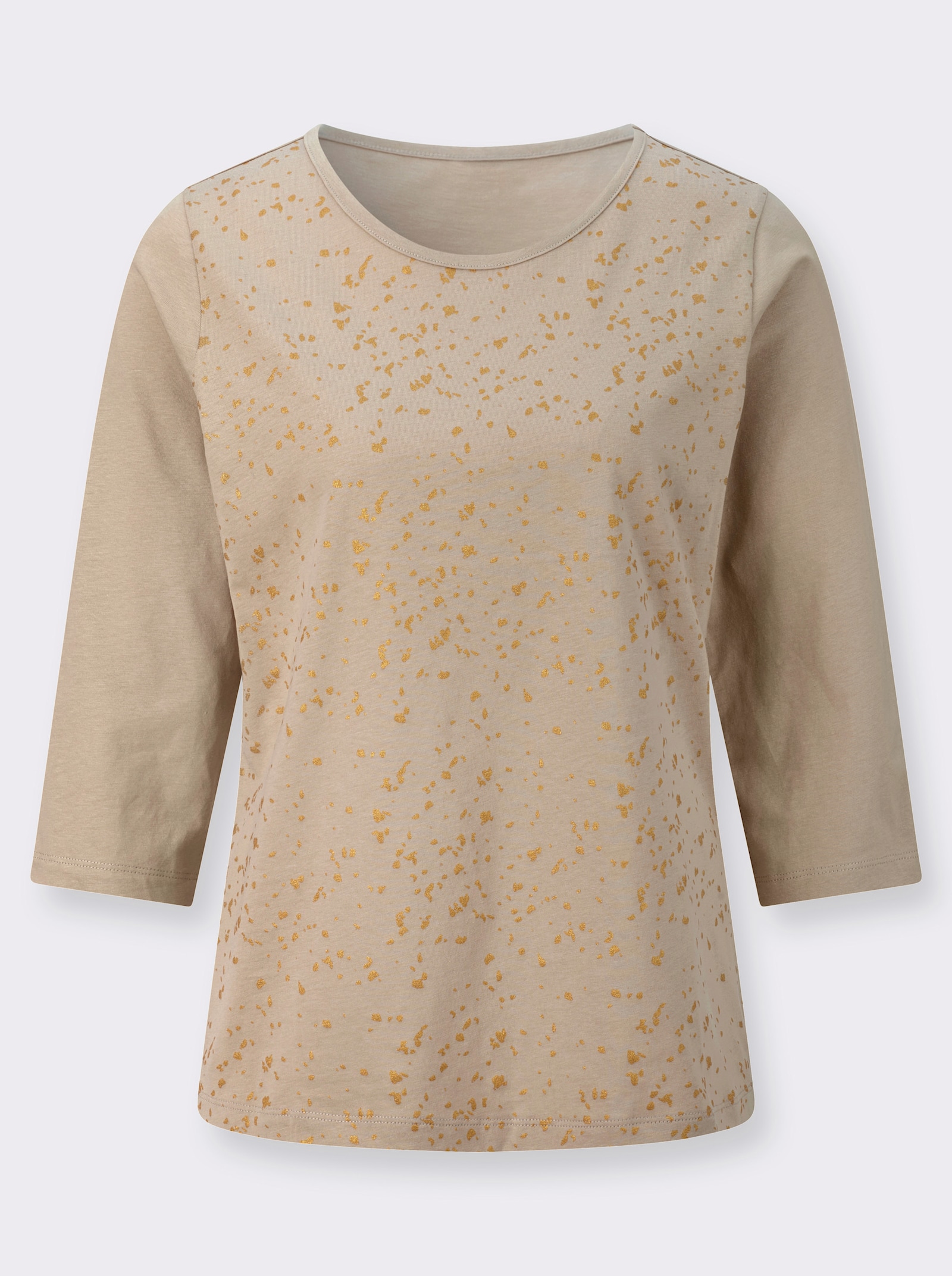 3/4-Arm-Shirt mit Folien-Druck vorne - beige-bedruckt