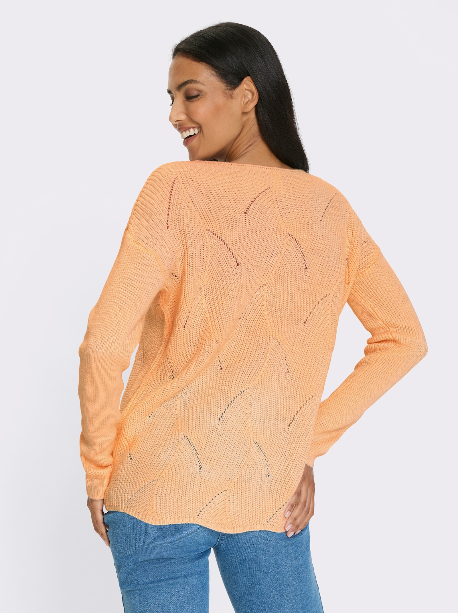 Pullover mit U-Boot-Ausschnitt - apricot