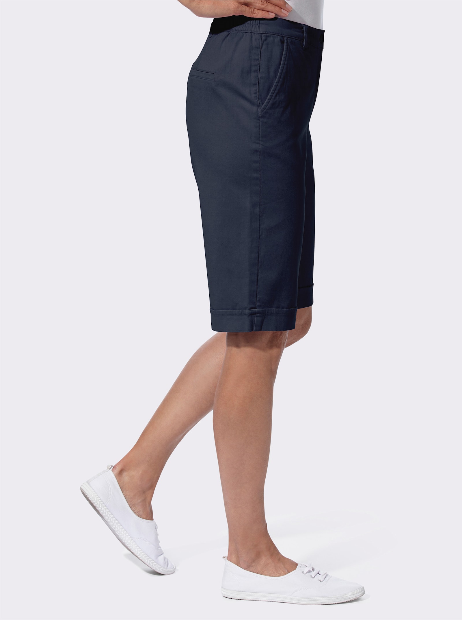 Jeansbermudas, resårlinning bak - marin