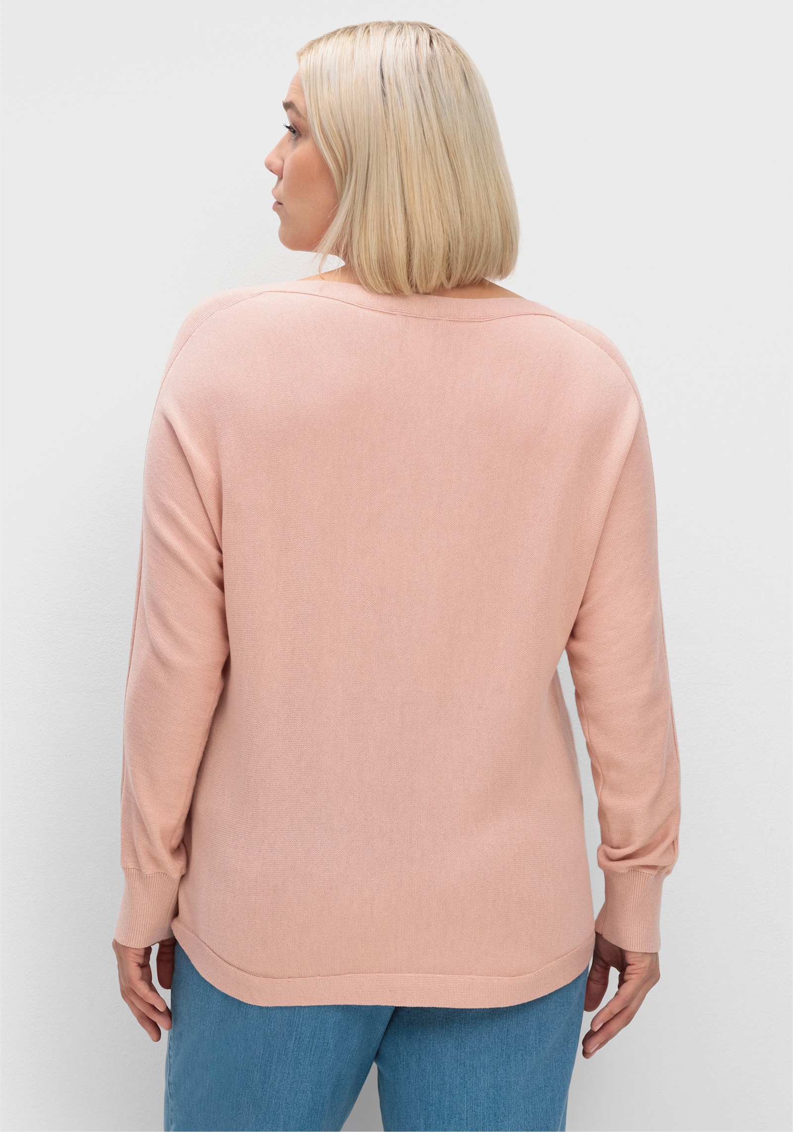 Langarm-Pullover in Jersey-Strick - puder