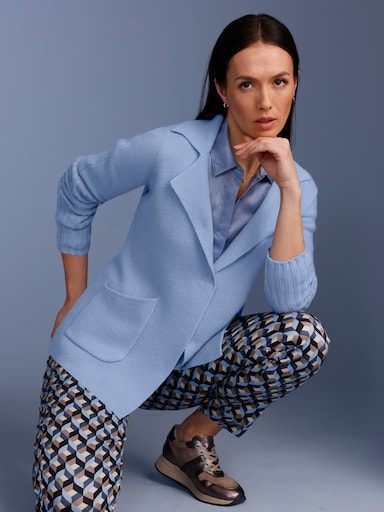 CREATION L PREMIUM Kaschmir-Strickjacke - bleu