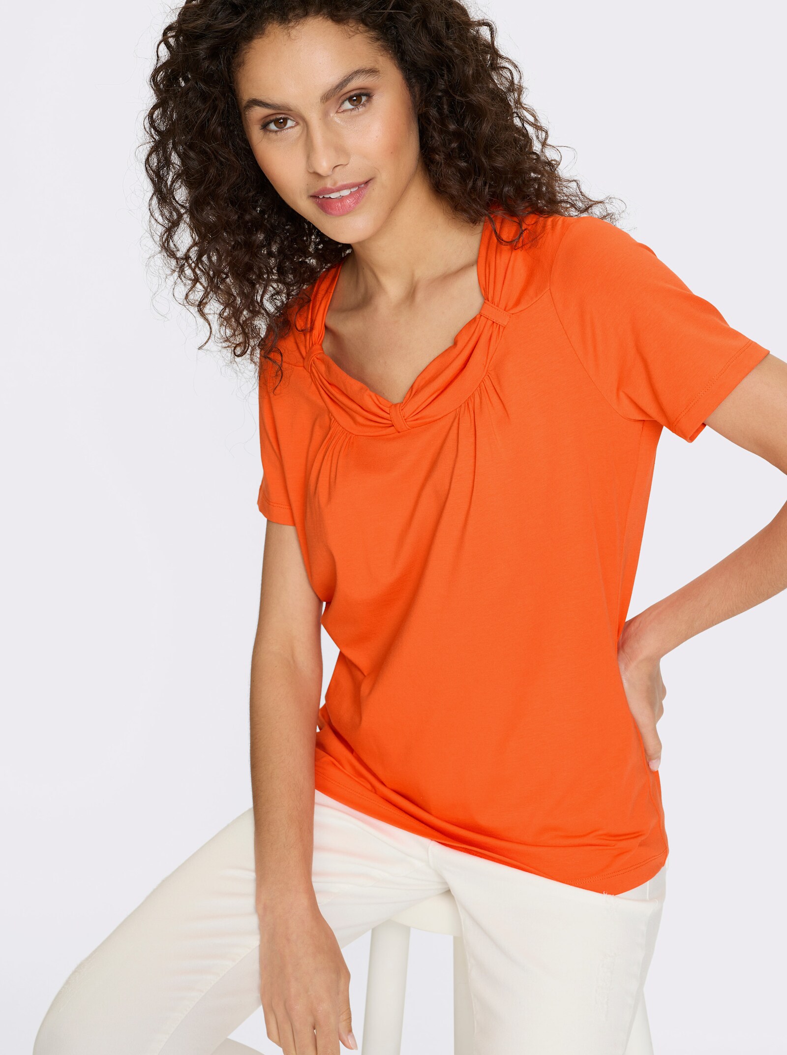 heine Shirt mit Raff-Details - orange