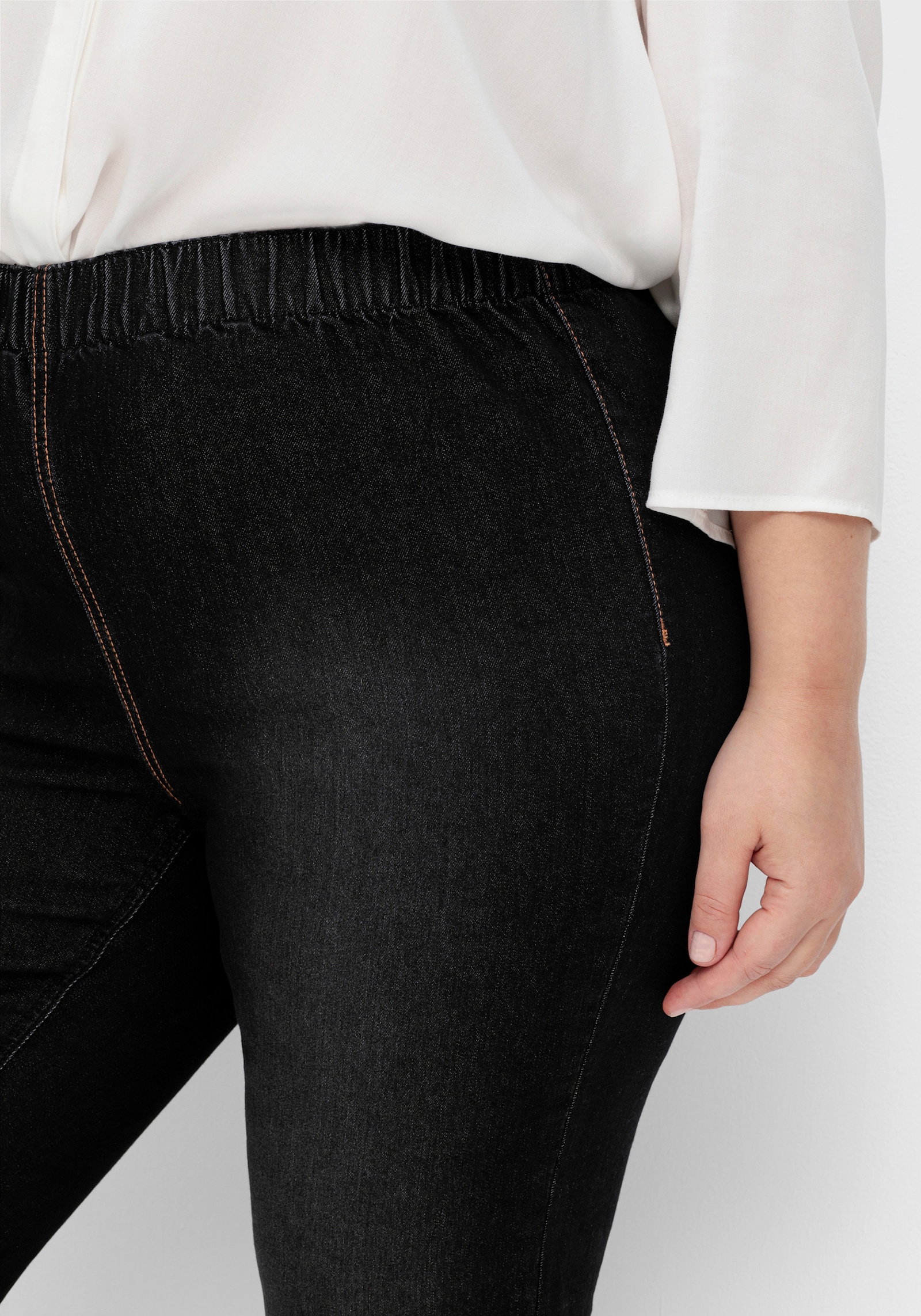 sheego Jegging in individuele wassing - black denim