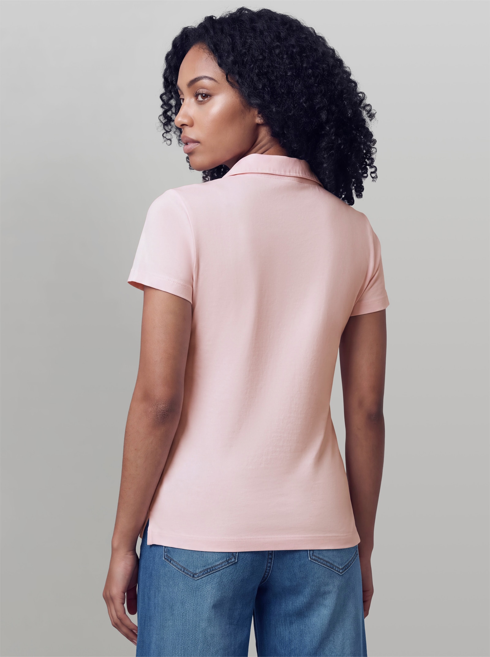 heine V-Shirt mit Rüschen - hellrosé