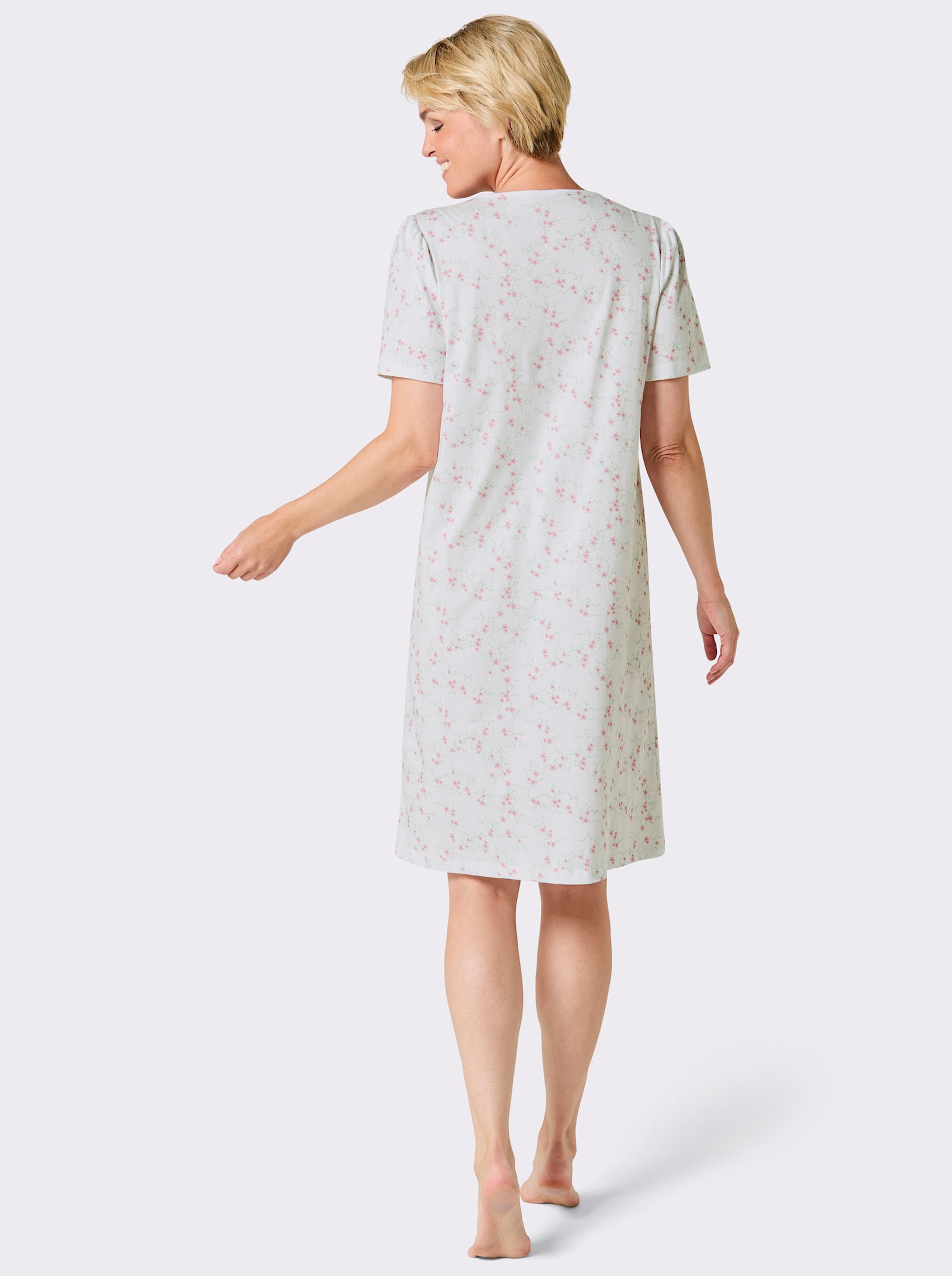 wäschepur Nachthemd - weiß-rosé-bedruckt