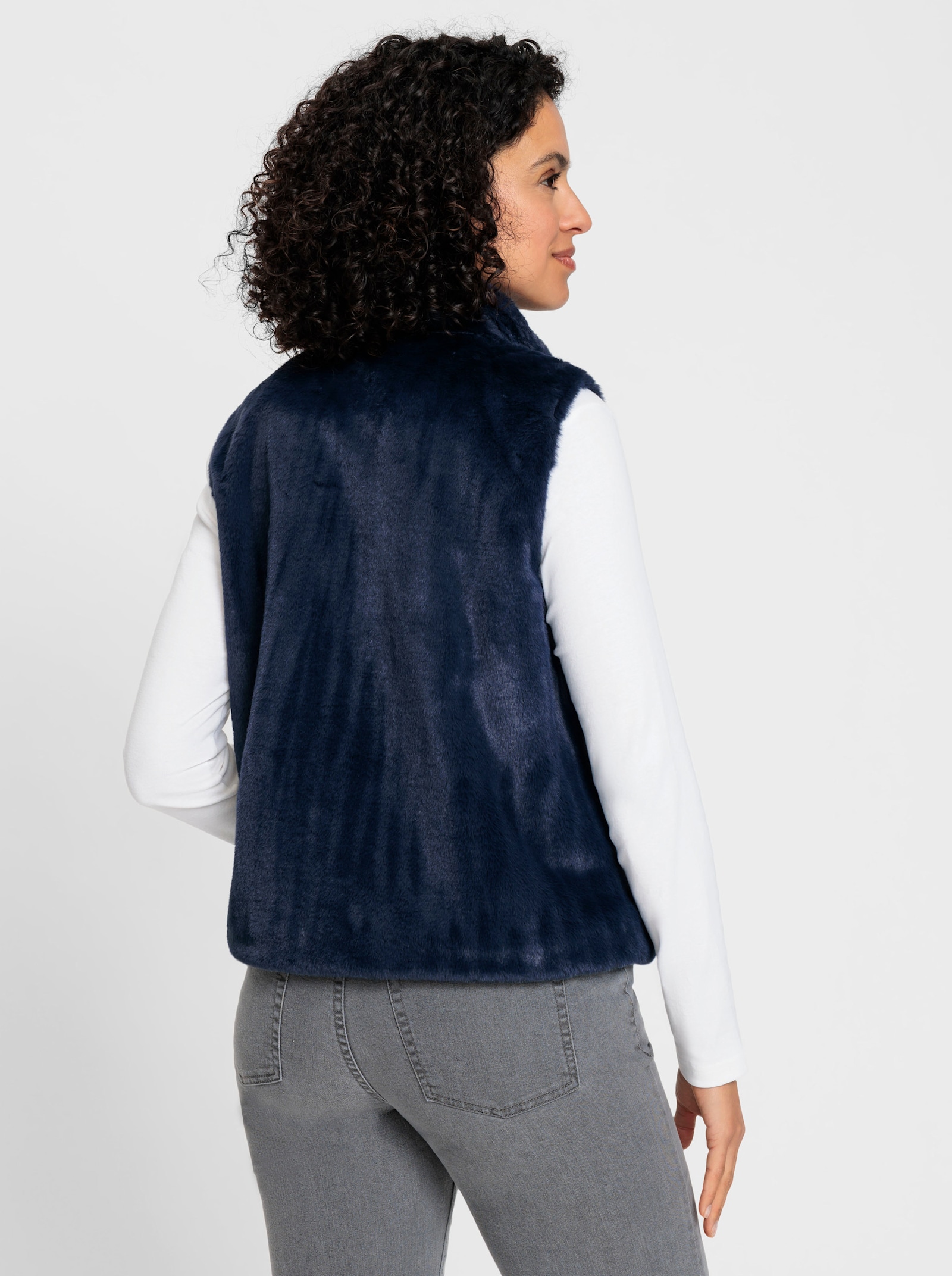 Fellimitatweste in kürzerer Form - dunkelblau